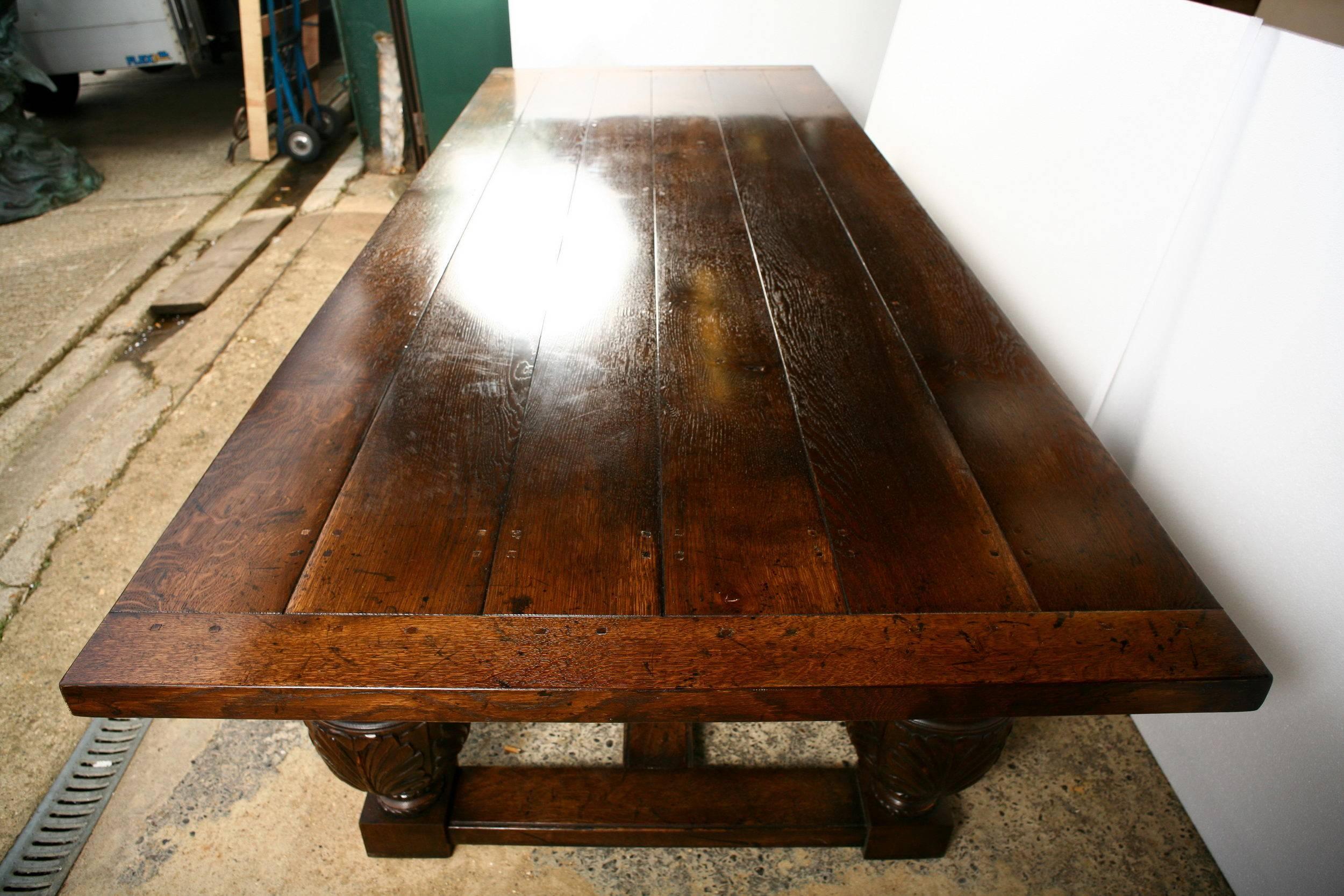 Large French Farmhouse Refectory Oak Table Dining For Sale 4