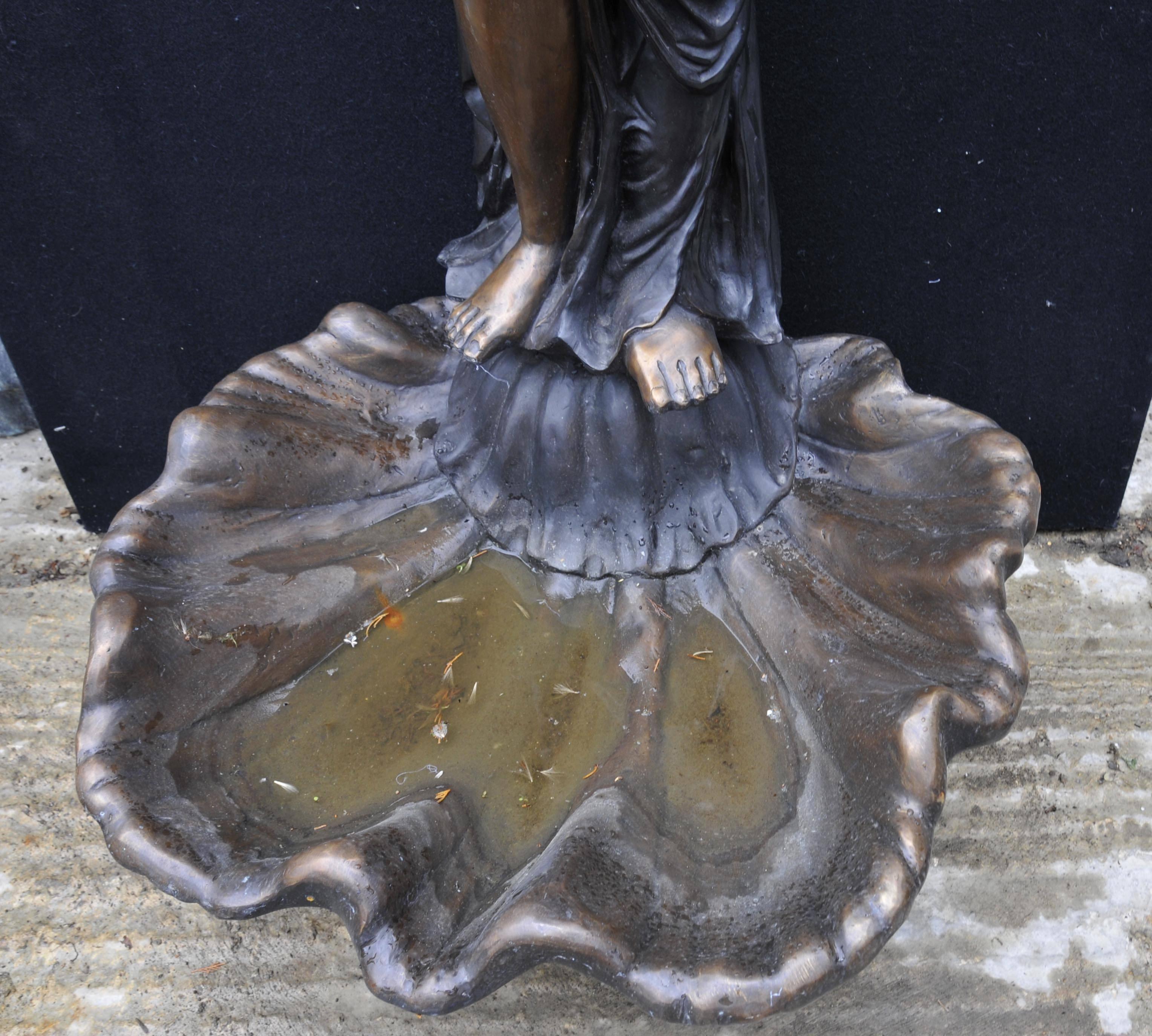 Italian Bronze Extra Large Maiden Fountain Statue Amphora Water Feature For Sale 2