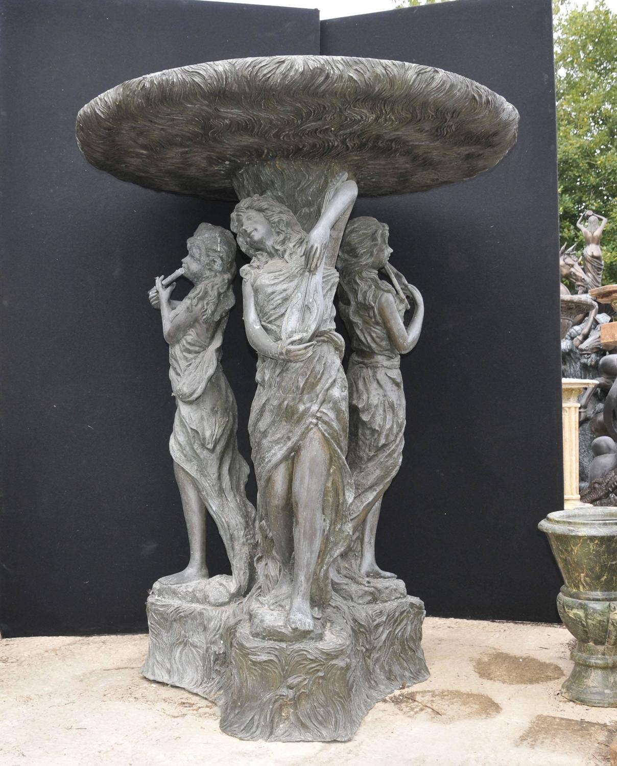 Extra Large French Bronze Maiden Fountain Garden Water Feature For Sale