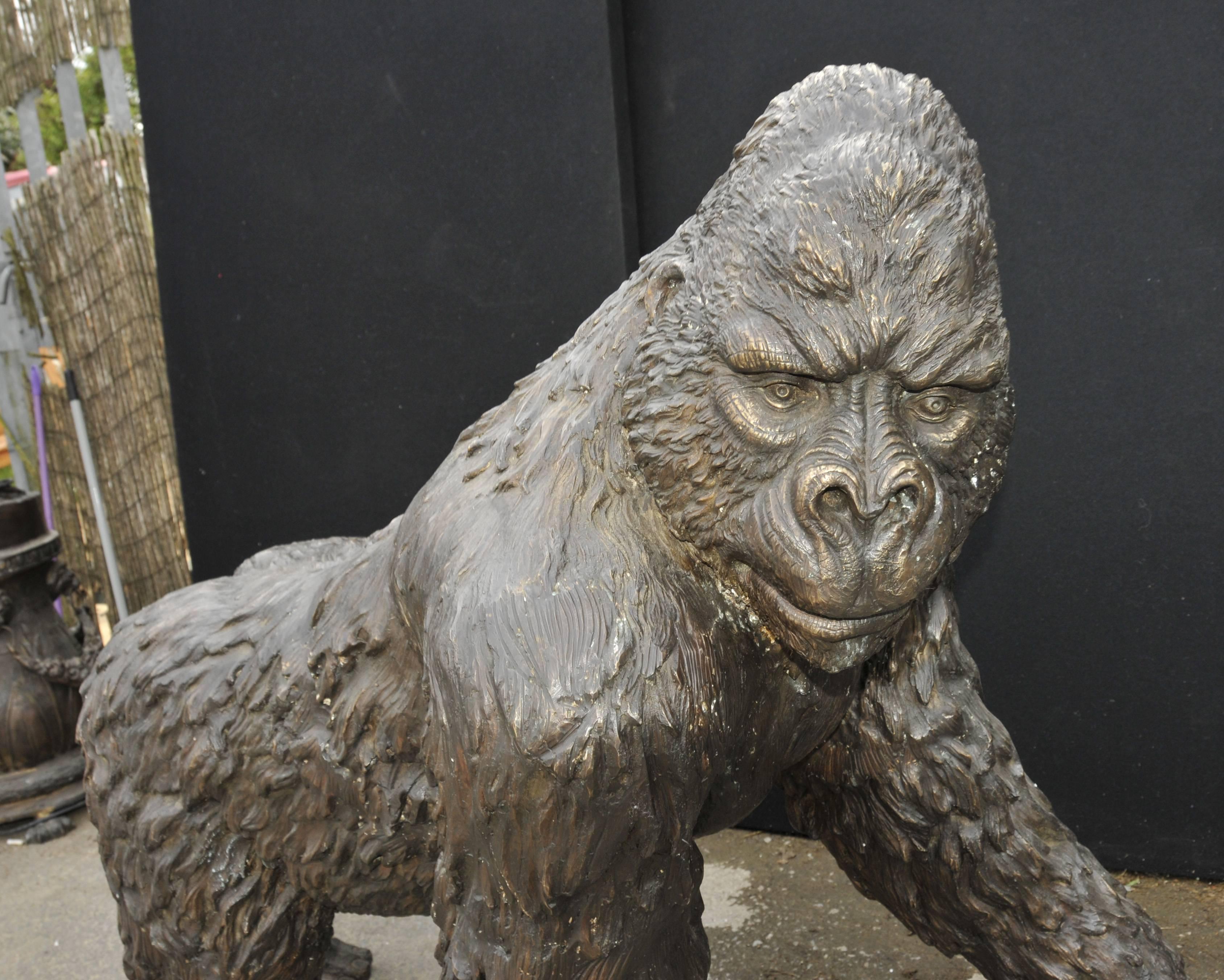 Lifesize Bronze Gorilla Statue Casting Animal Primate For Sale 2