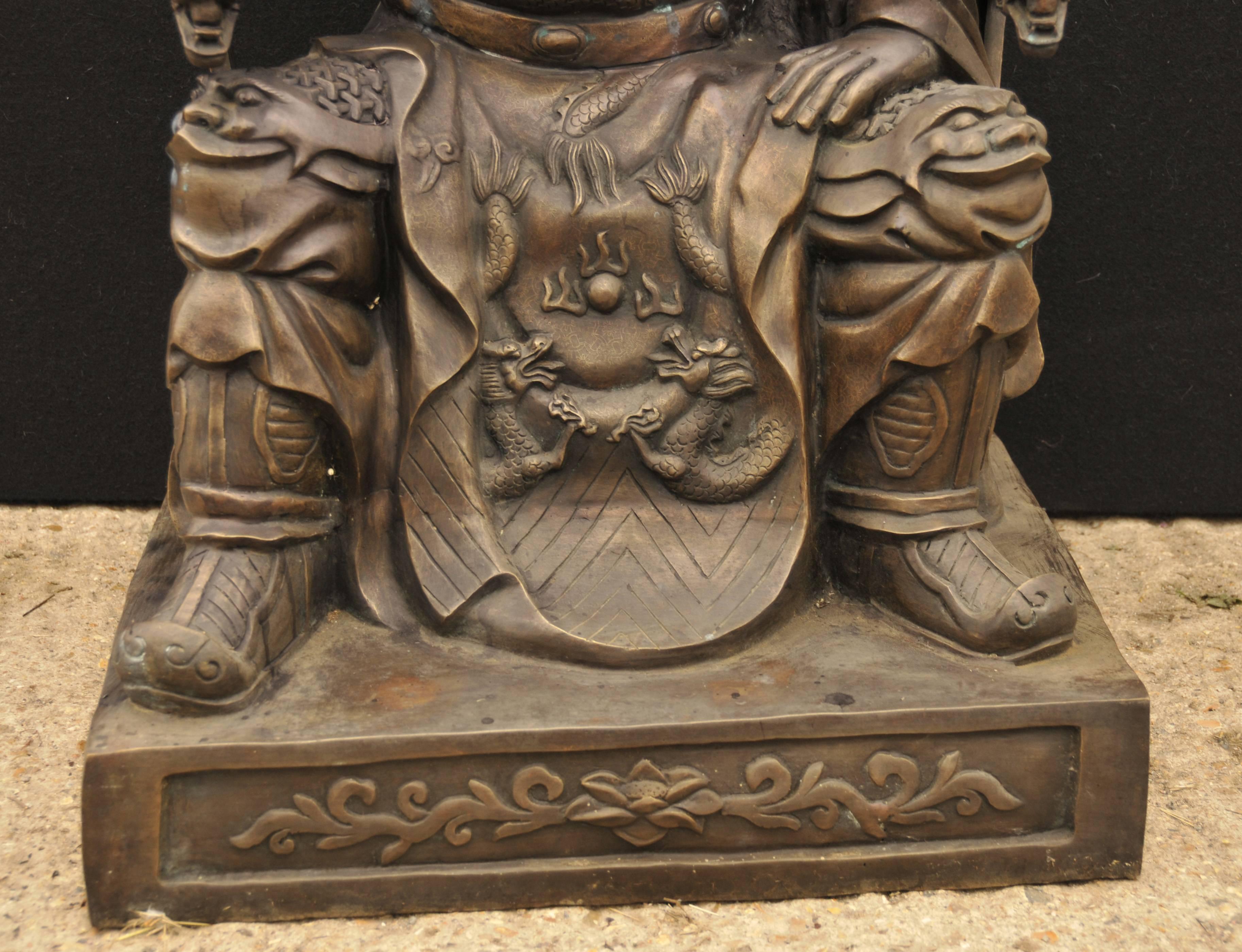 Big Japanese Bronze Statue Reading Man Emperor Shogun Samurai For Sale 3