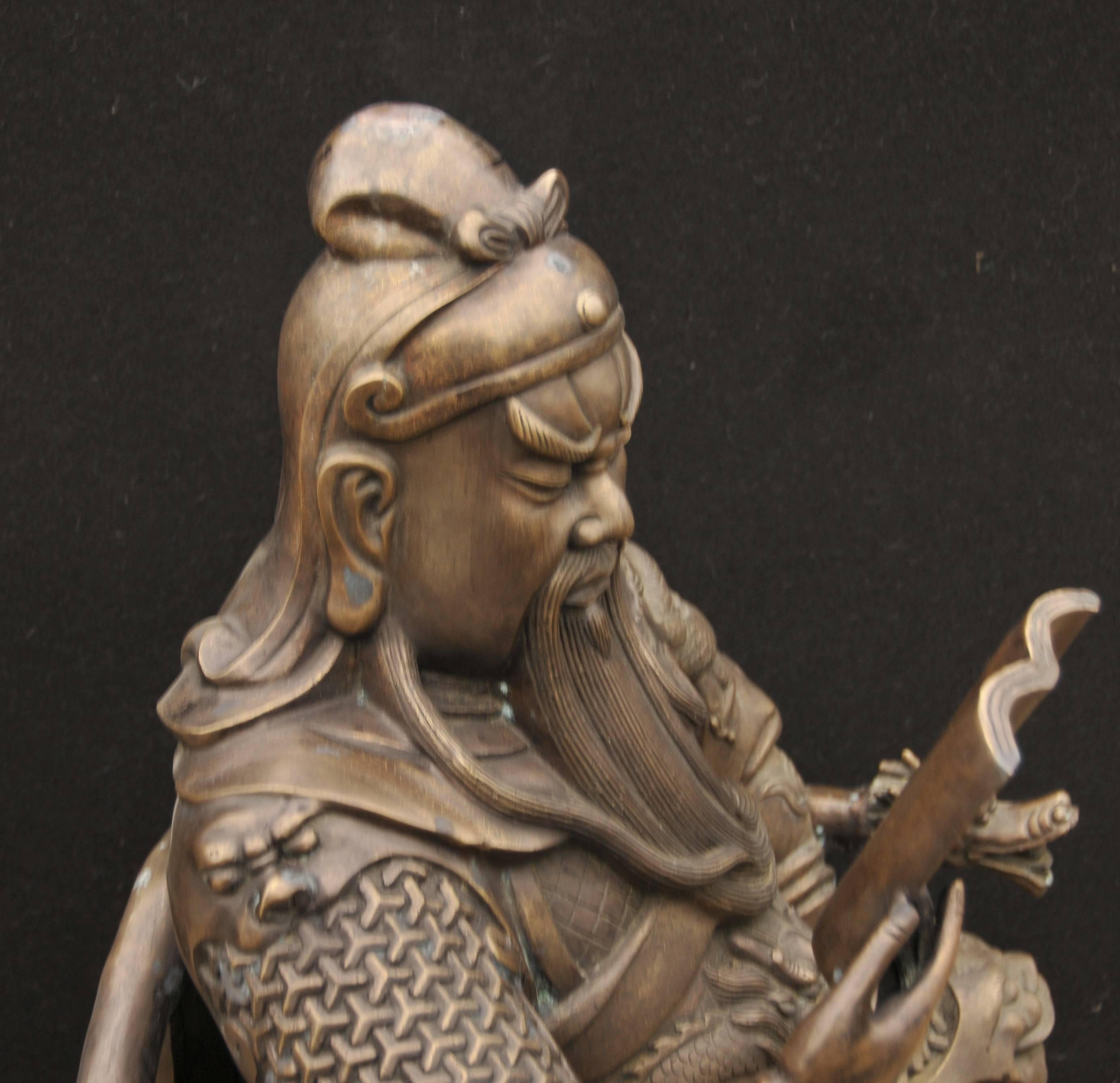 Big Japanese Bronze Statue Reading Man Emperor Shogun Samurai For Sale 1