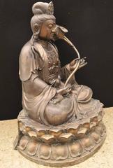 Large Bronze Buddha Statue Lotus Flower Sculpture Buddhism Burmese Buddhist