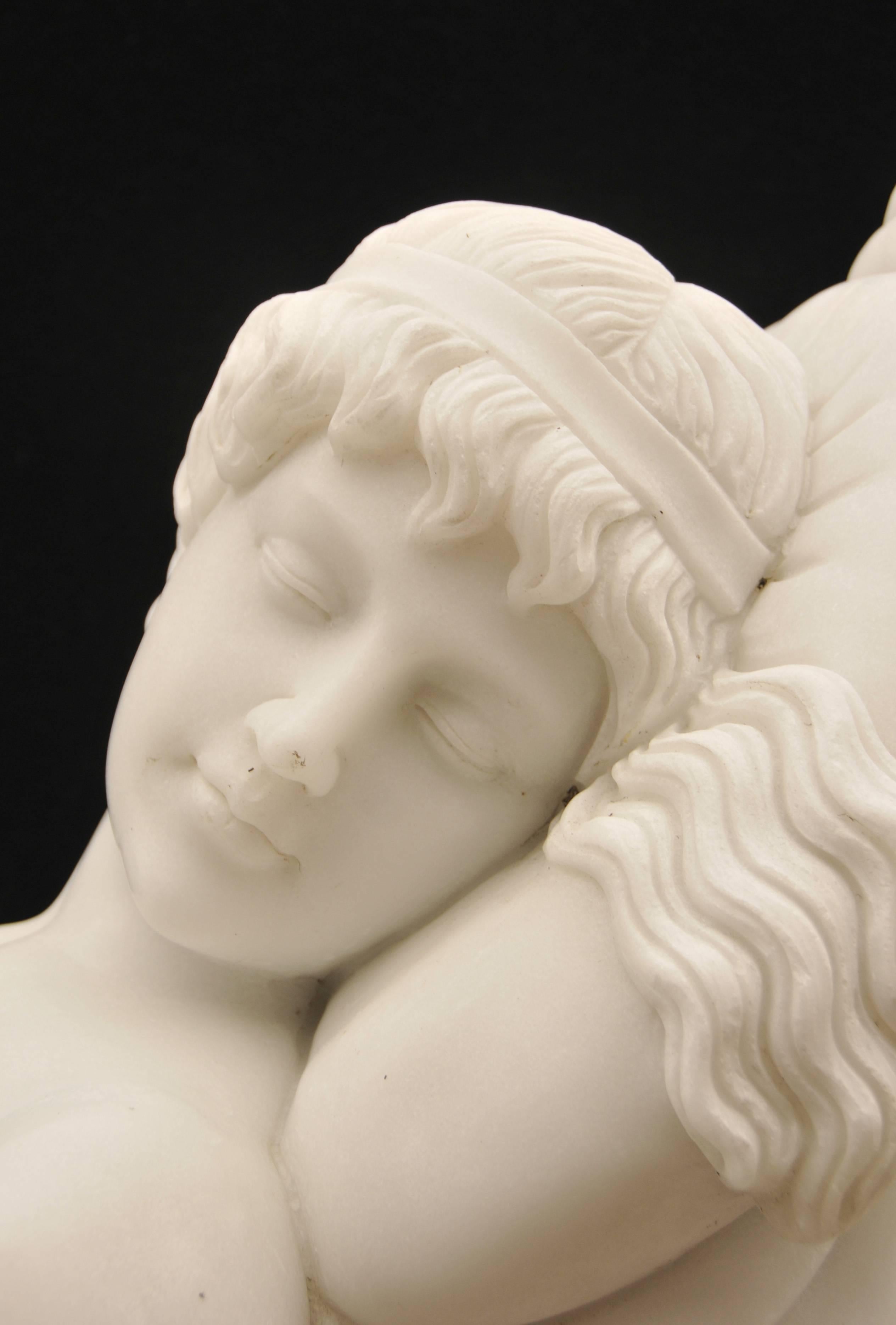 Italian Marble Statue Sleeping Beauty Style of Frilli Carved Sculpture  In Excellent Condition For Sale In Potters Bar, Herts