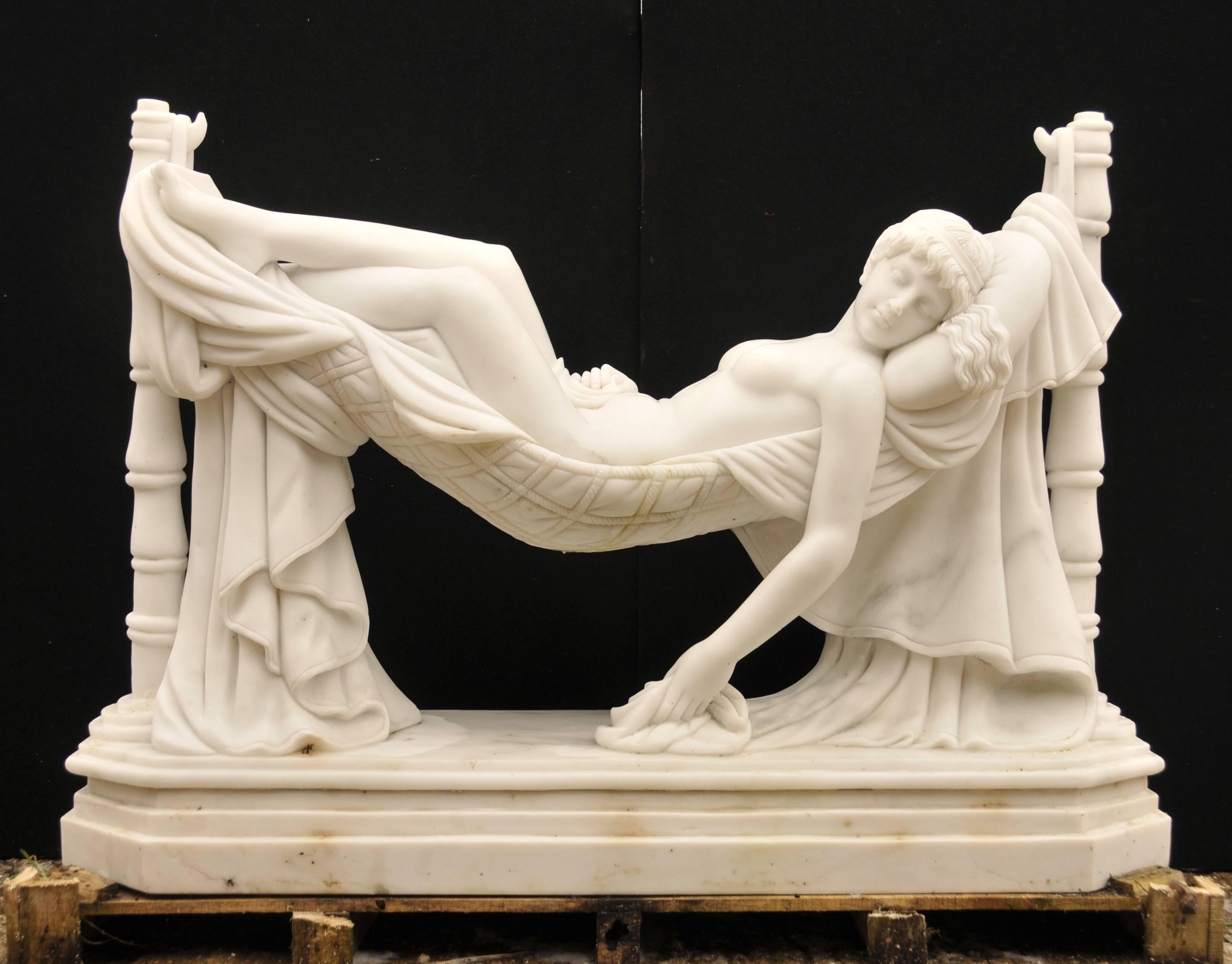 Italian Marble Statue Sleeping Beauty Style of Frilli Carved Sculpture  For Sale 1