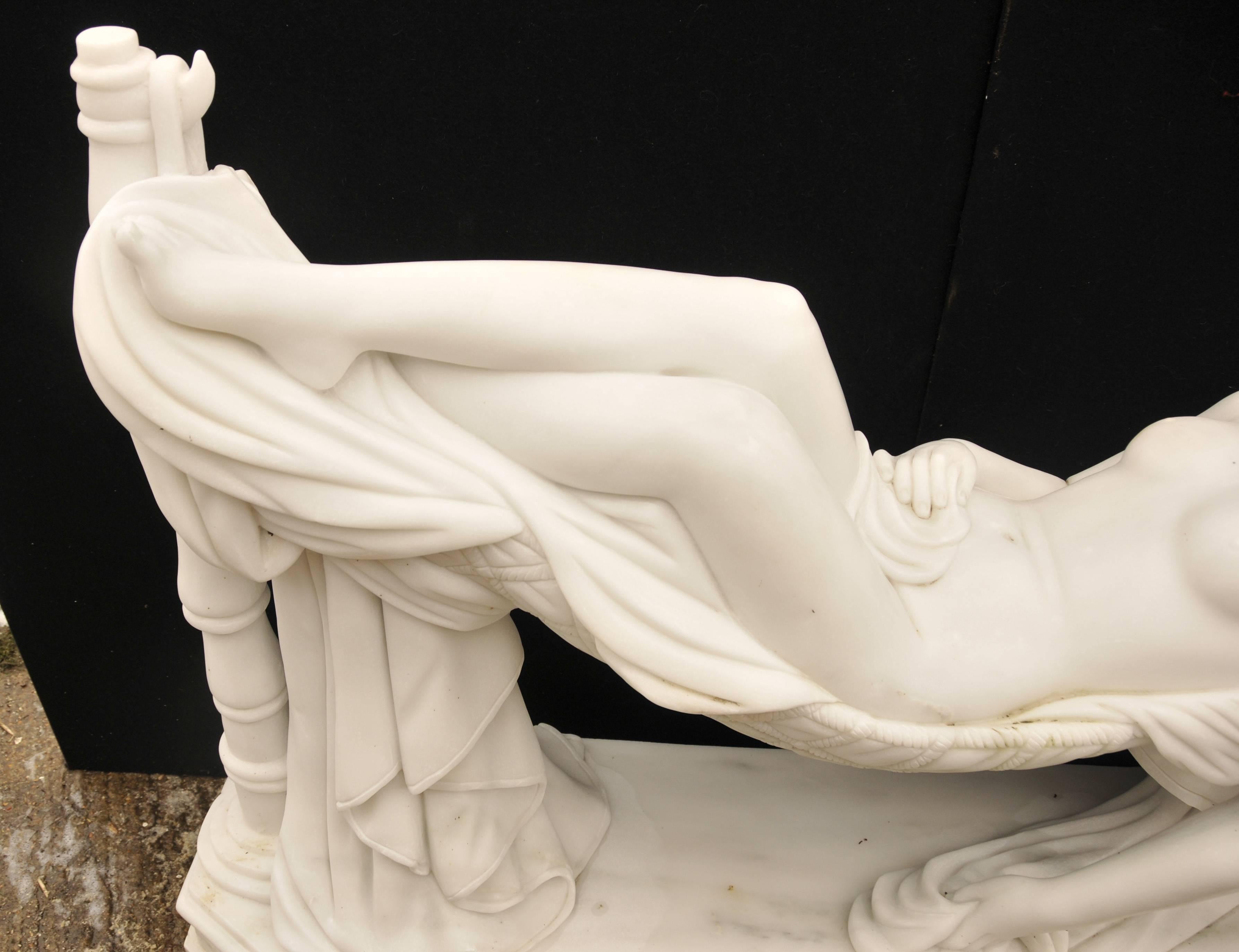 Italian Marble Statue Sleeping Beauty Style of Frilli Carved Sculpture  For Sale 4