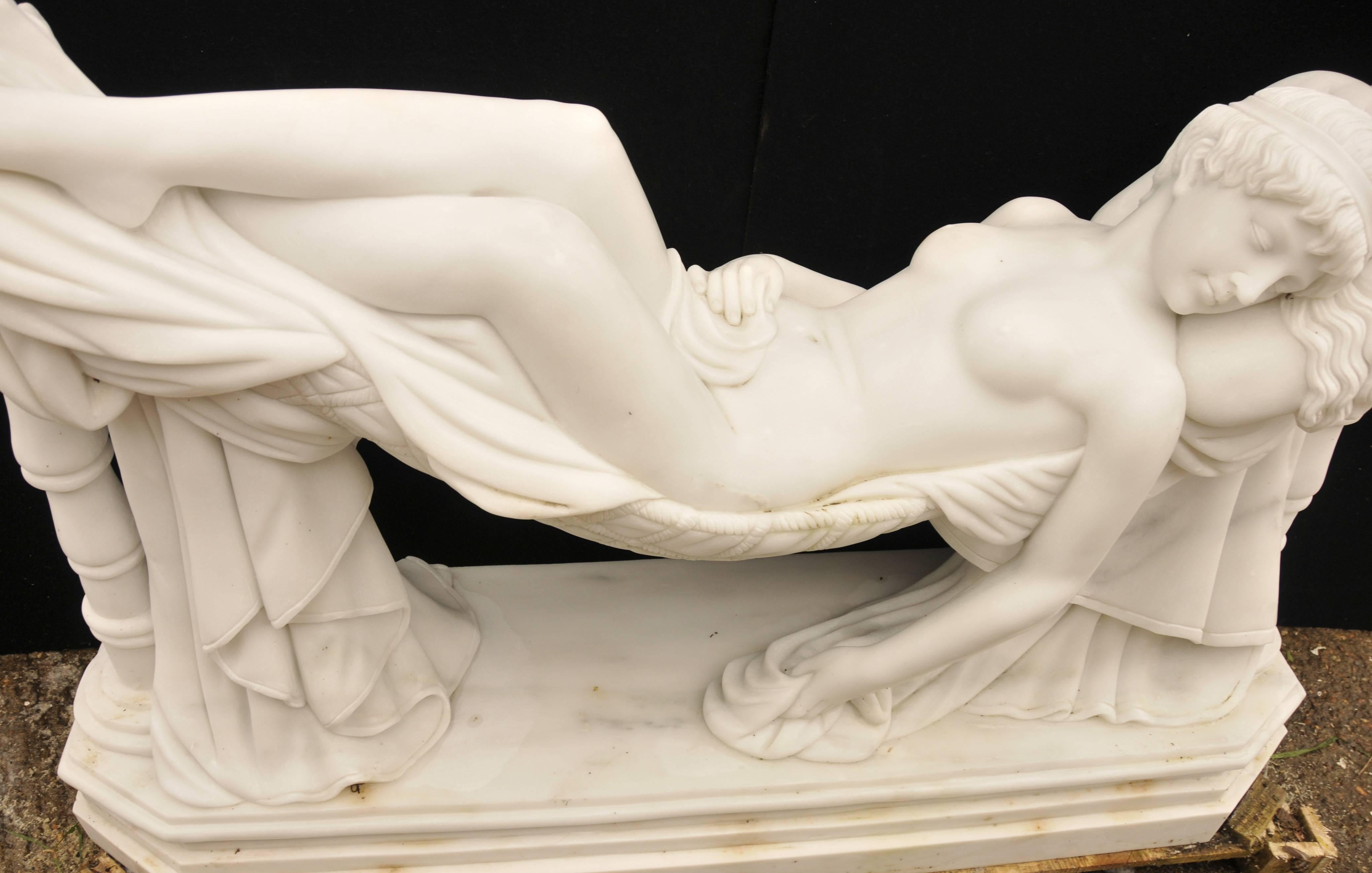 Italian Marble Statue Sleeping Beauty Style of Frilli Carved Sculpture For Sale 5