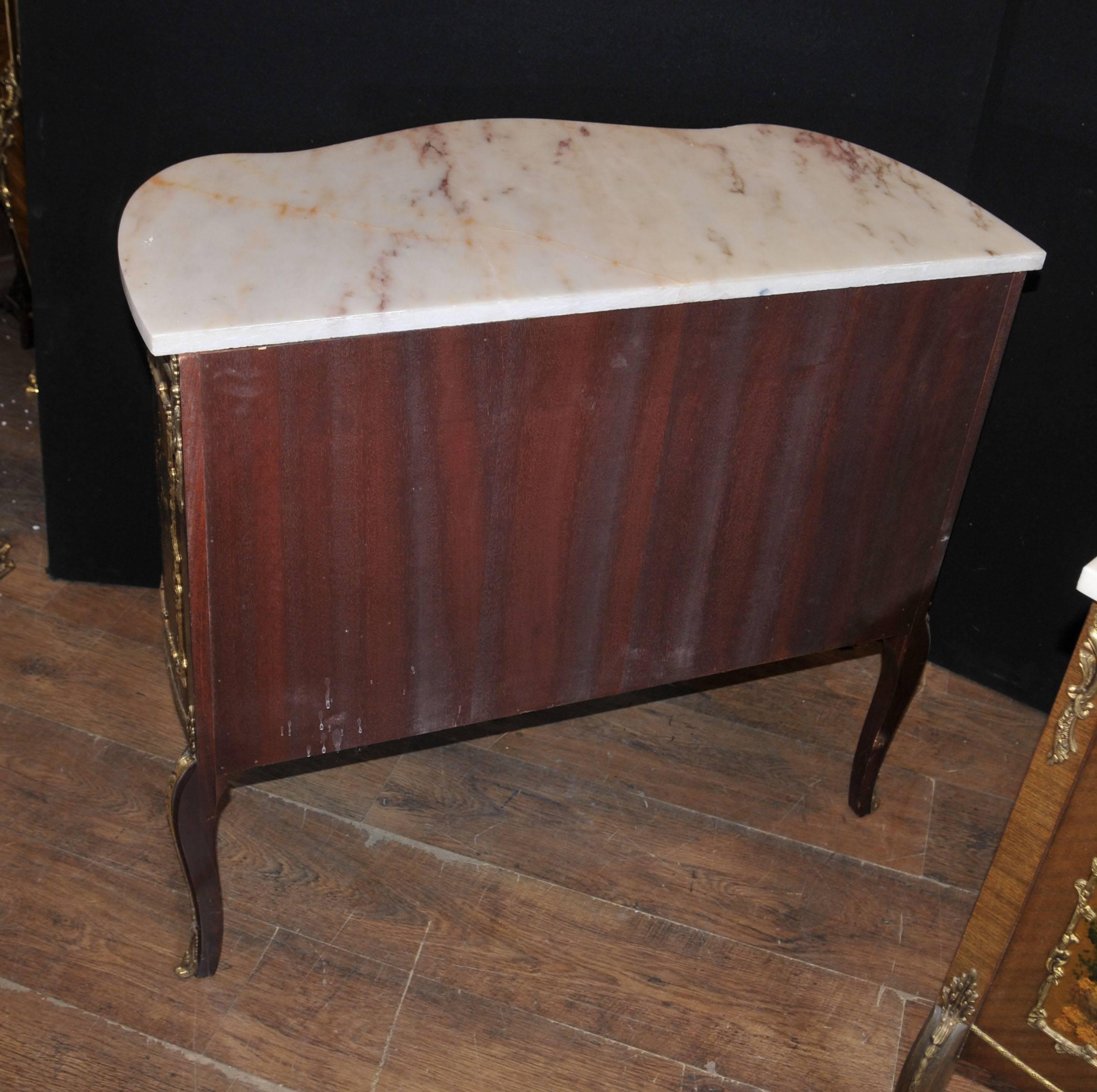 Empire Pair of French Vernis Martin Style Painted Chests Cabinets Lacquer Commodes For Sale