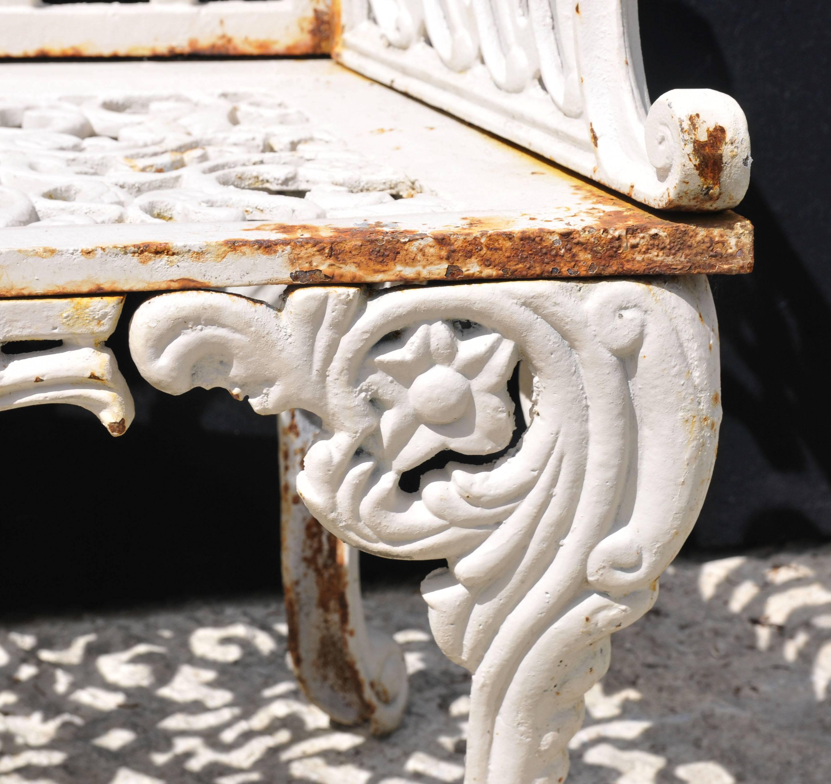 Pair of Cast Iron Coalbrookdale Style Horseshoe Garden Benches For Sale 3