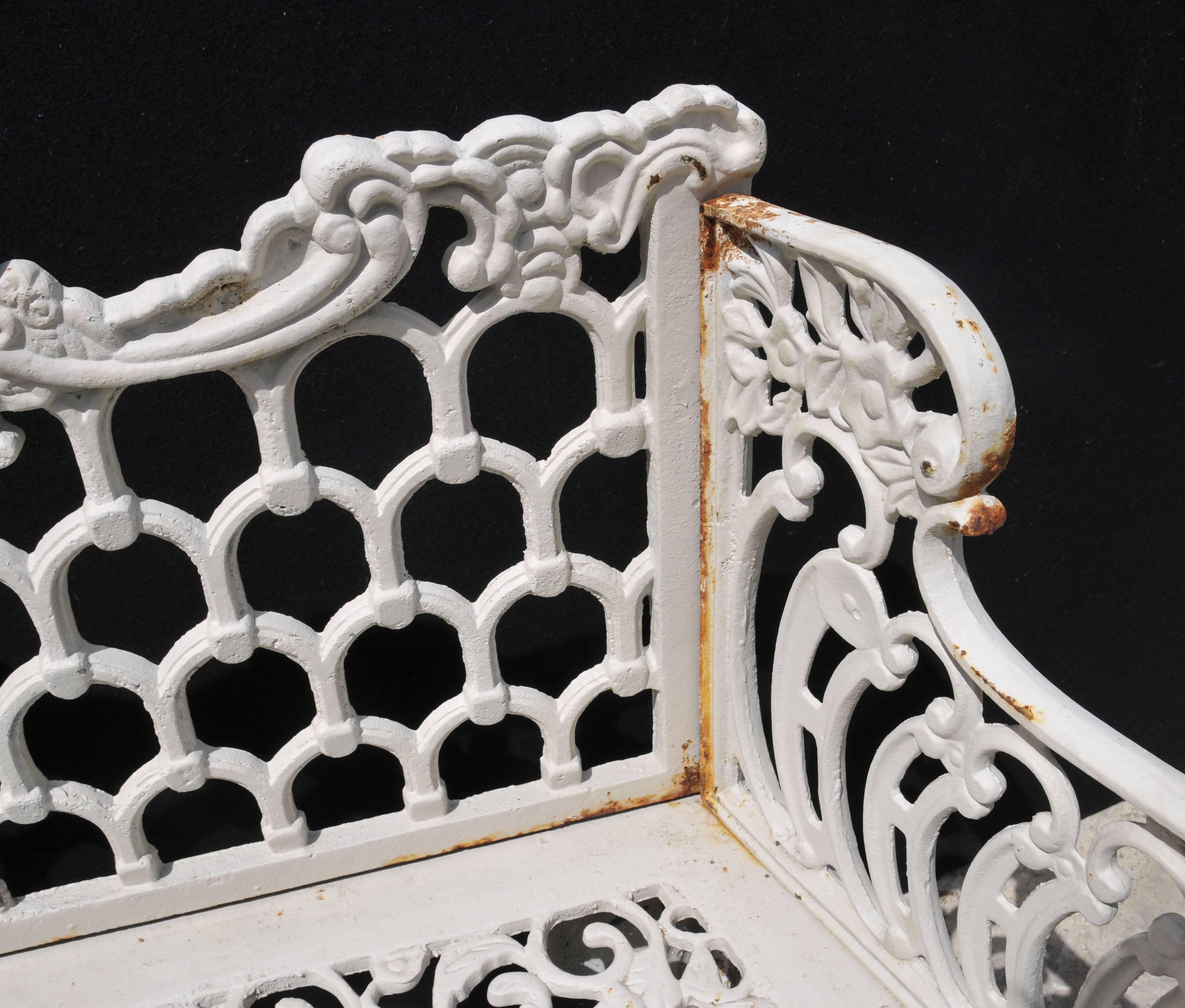 Pair of Cast Iron Coalbrookdale Style Horseshoe Garden Benches For Sale 2