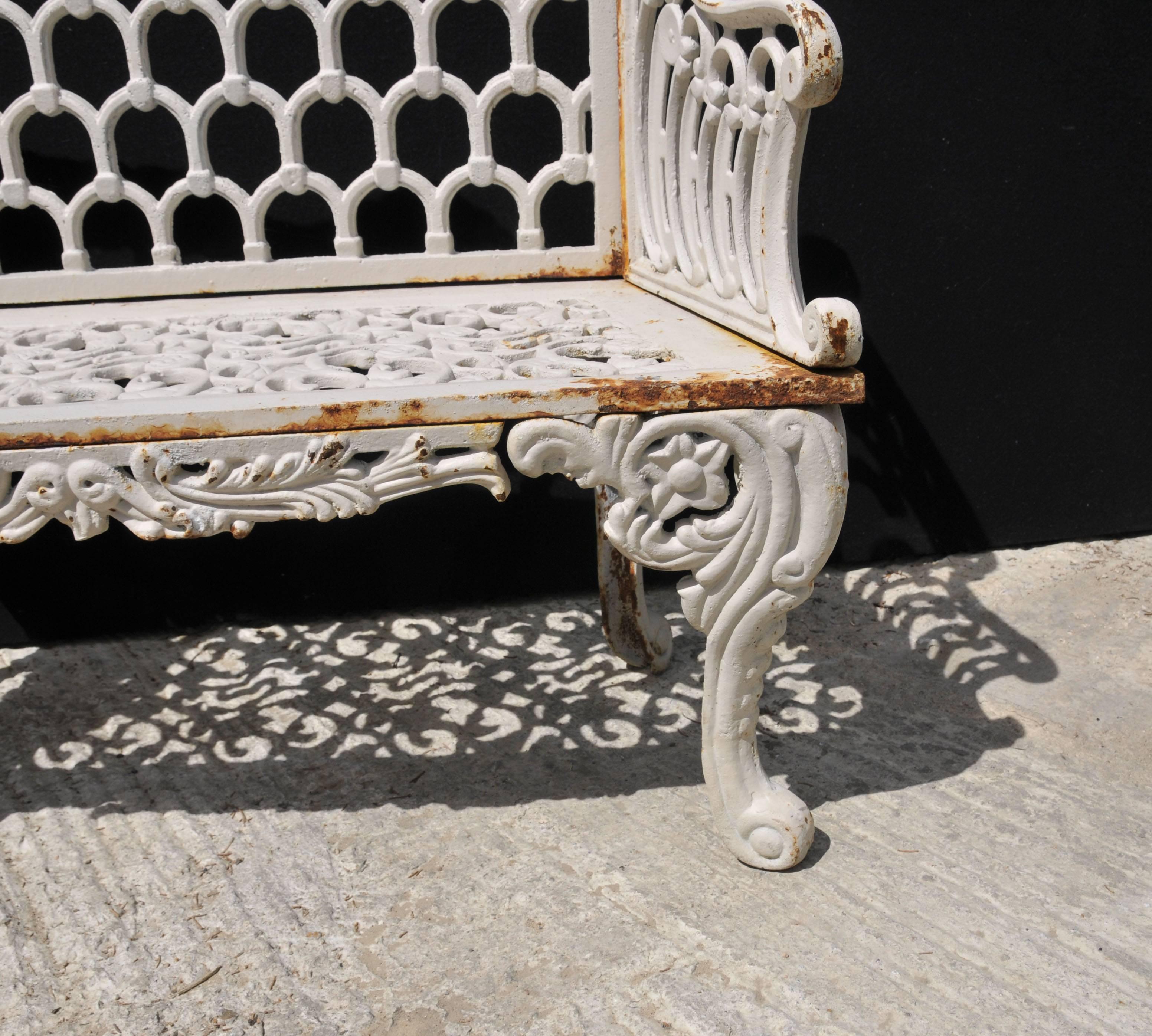 Pair of Cast Iron Coalbrookdale Style Horseshoe Garden Benches For Sale 1