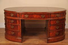 Victorian Style Partners Desk Oval Mahogany Desks