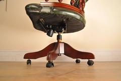 Leather Captains Tub Chair Swivel Office Desk Seat