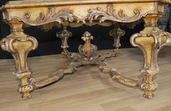 Italian Painted Baroque Style Coffee Table with Glass Top
