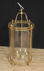 French Empire Style Brass Lantern Glass Chandelier