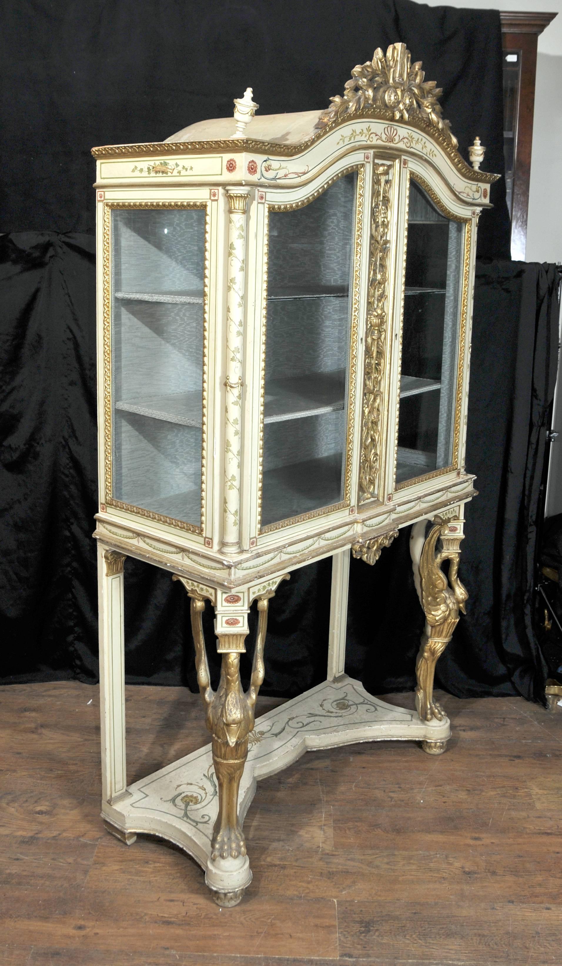 20th Century Empire Style Painted Display Cabinet Bijouterie French Furniture For Sale