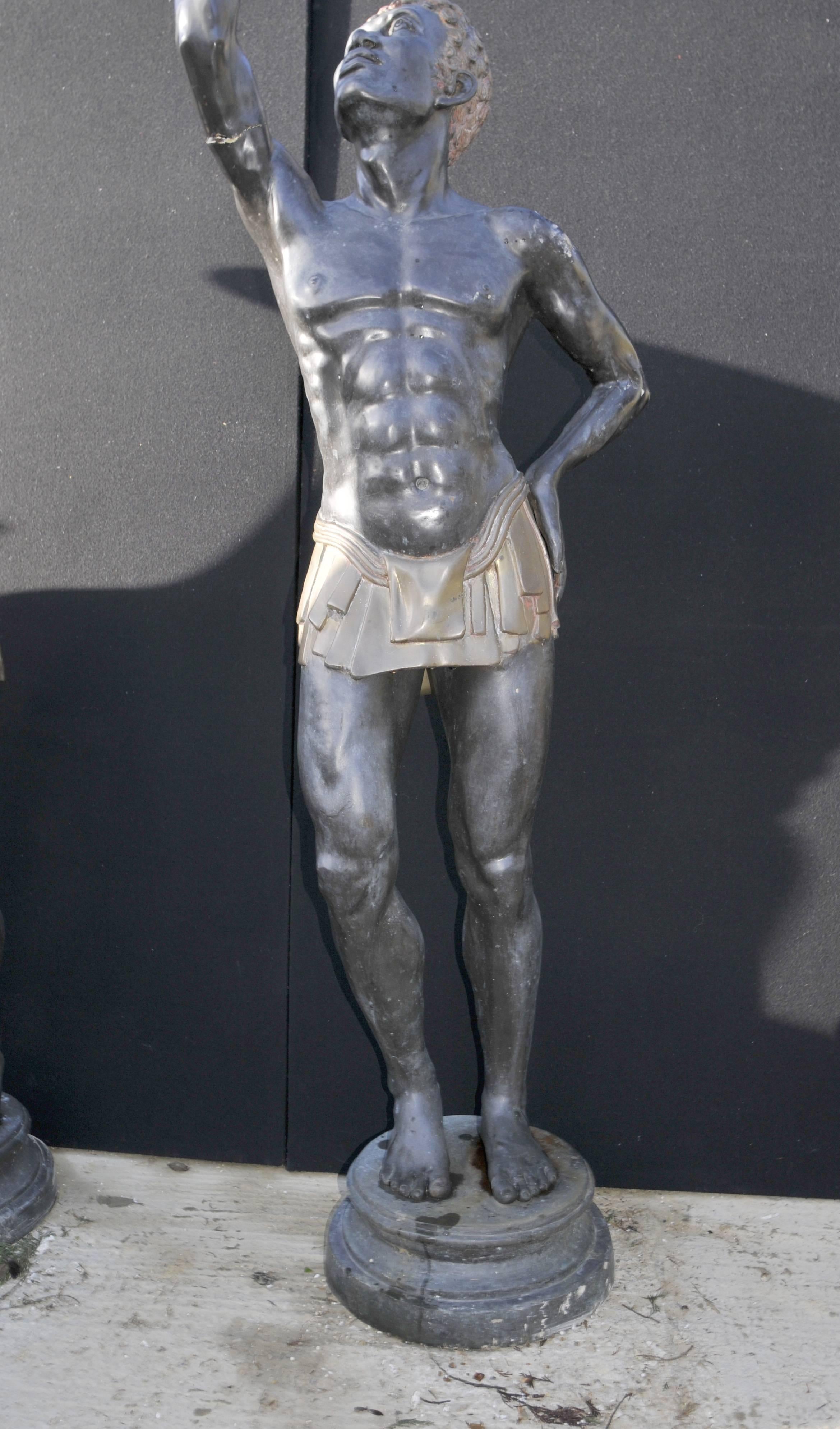 Pair of Extra Large Italian Bronze Blackamoor Statues For Sale 2