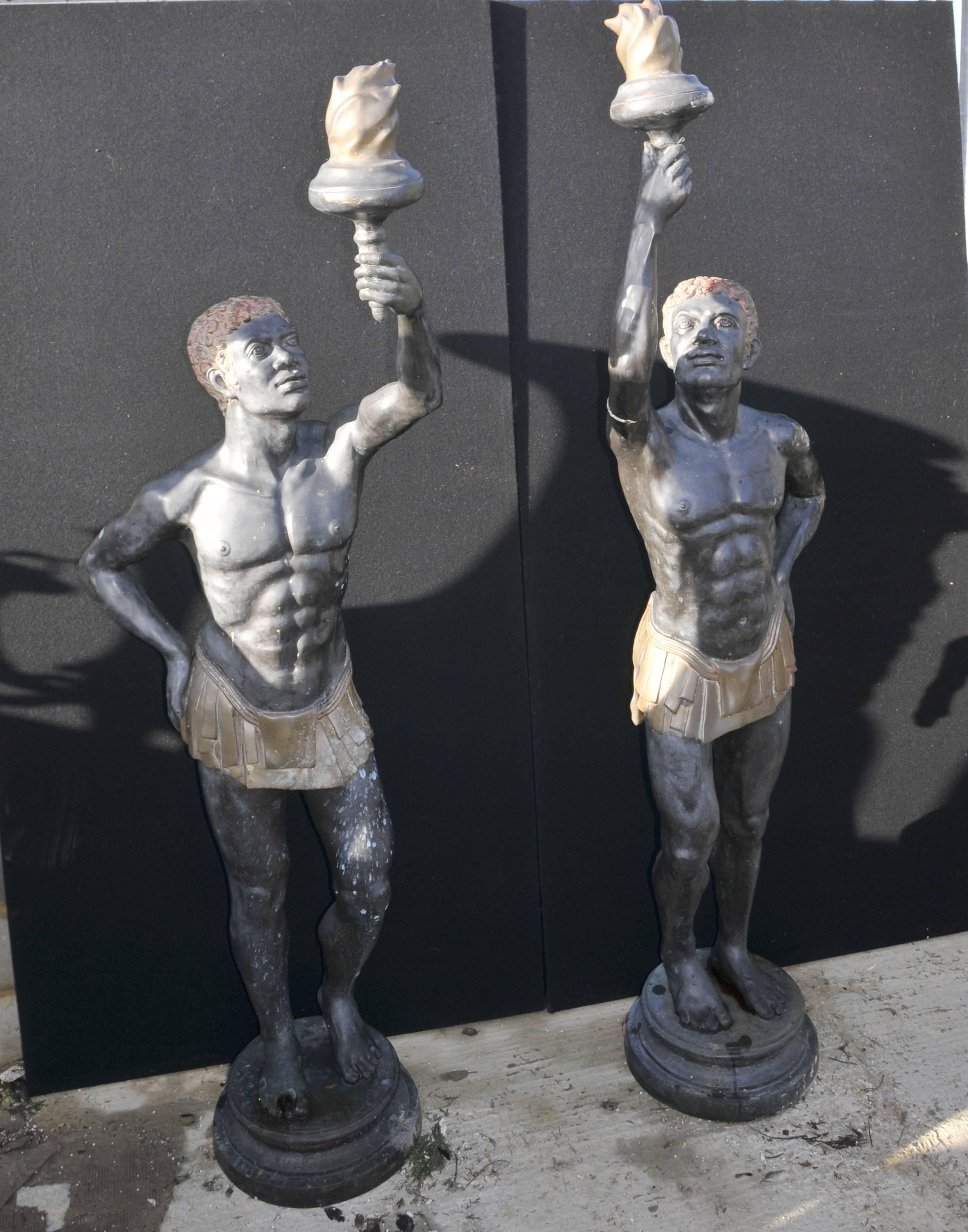 Pair of Extra Large Italian Bronze Blackamoor Statues For Sale 4
