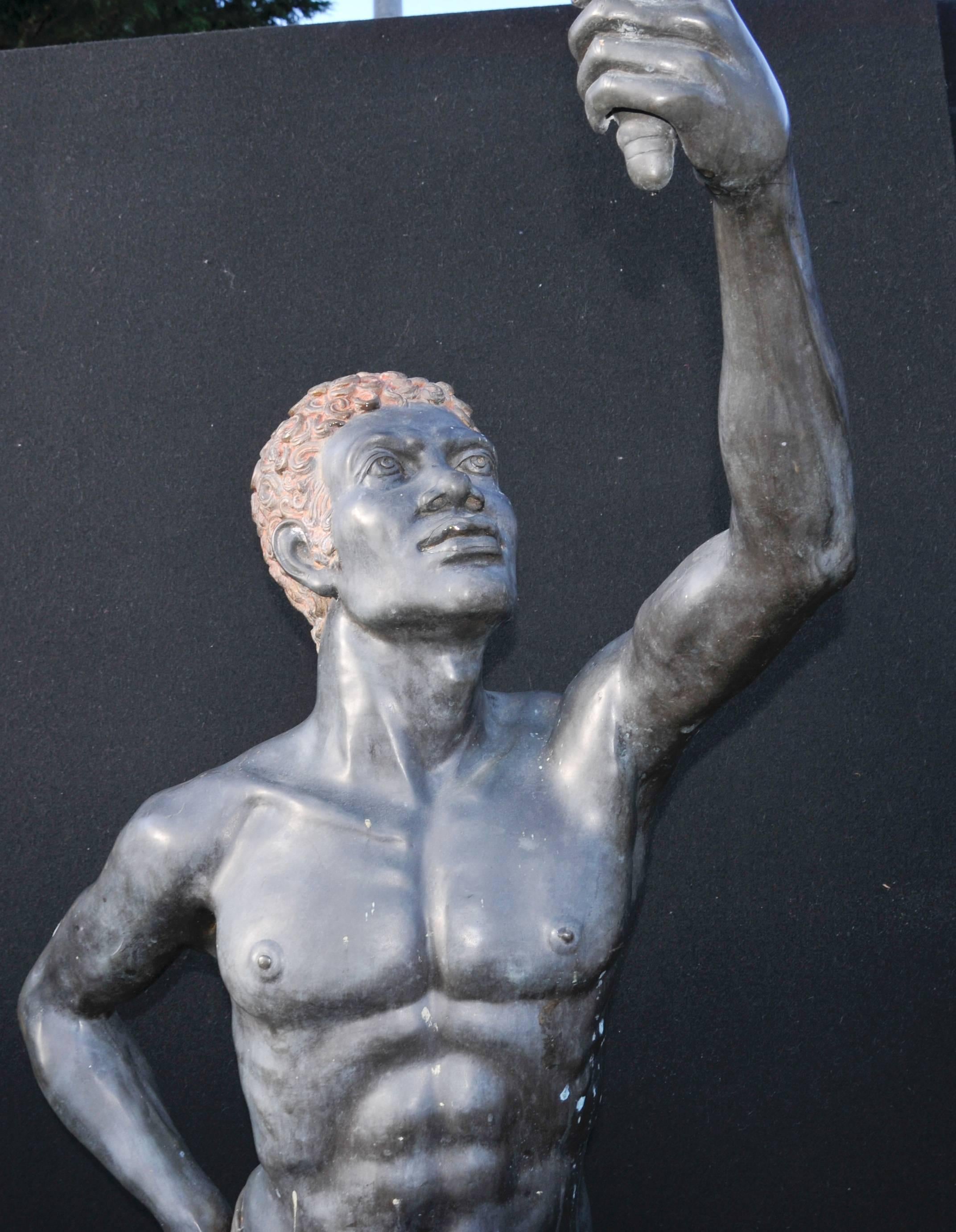Pair of Extra Large Italian Bronze Blackamoor Statues For Sale 5