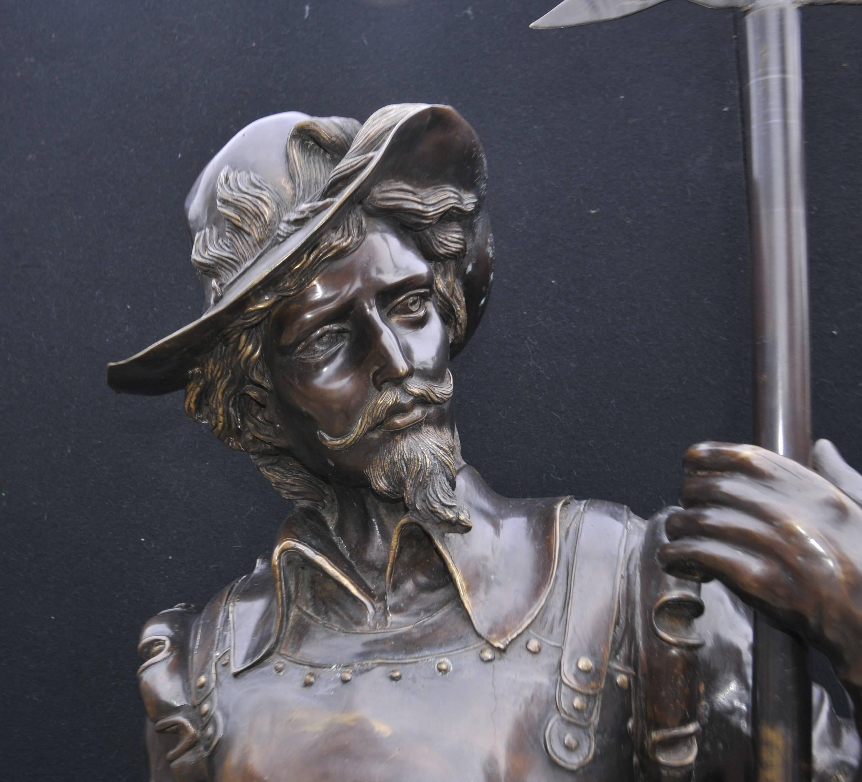 Rococo Pair of English Bronze Lifesize Cavaliers Prince Charles I Soldiers For Sale