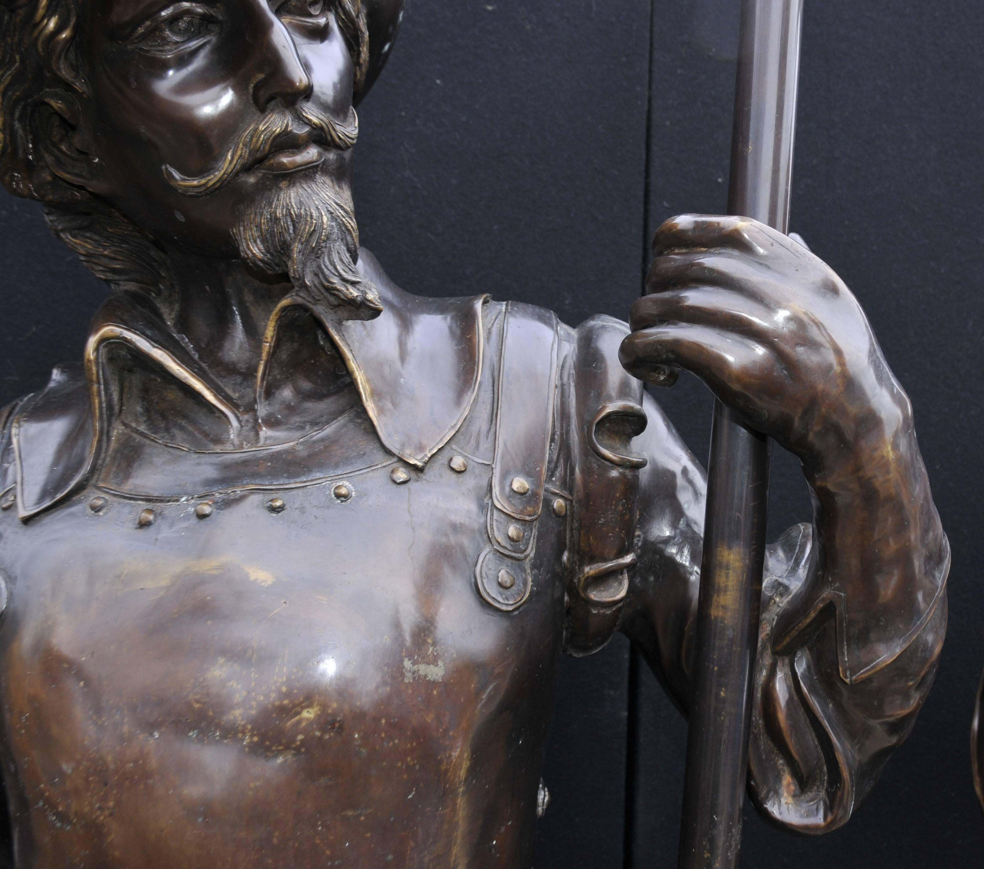 Pair of English Bronze Lifesize Cavaliers Prince Charles I Soldiers For Sale 1