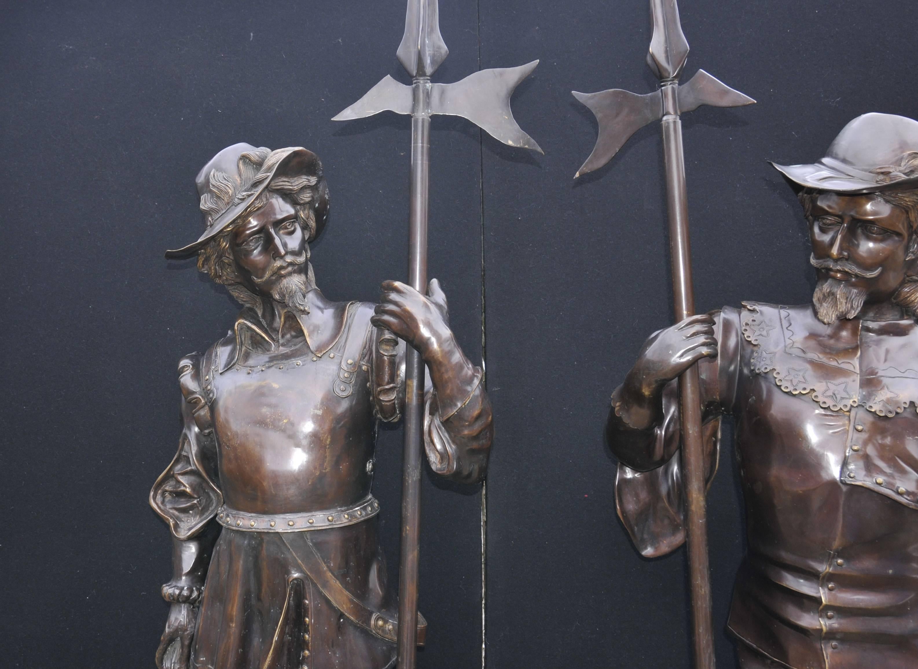 Pair of English Bronze Lifesize Cavaliers Prince Charles I Soldiers For Sale 3