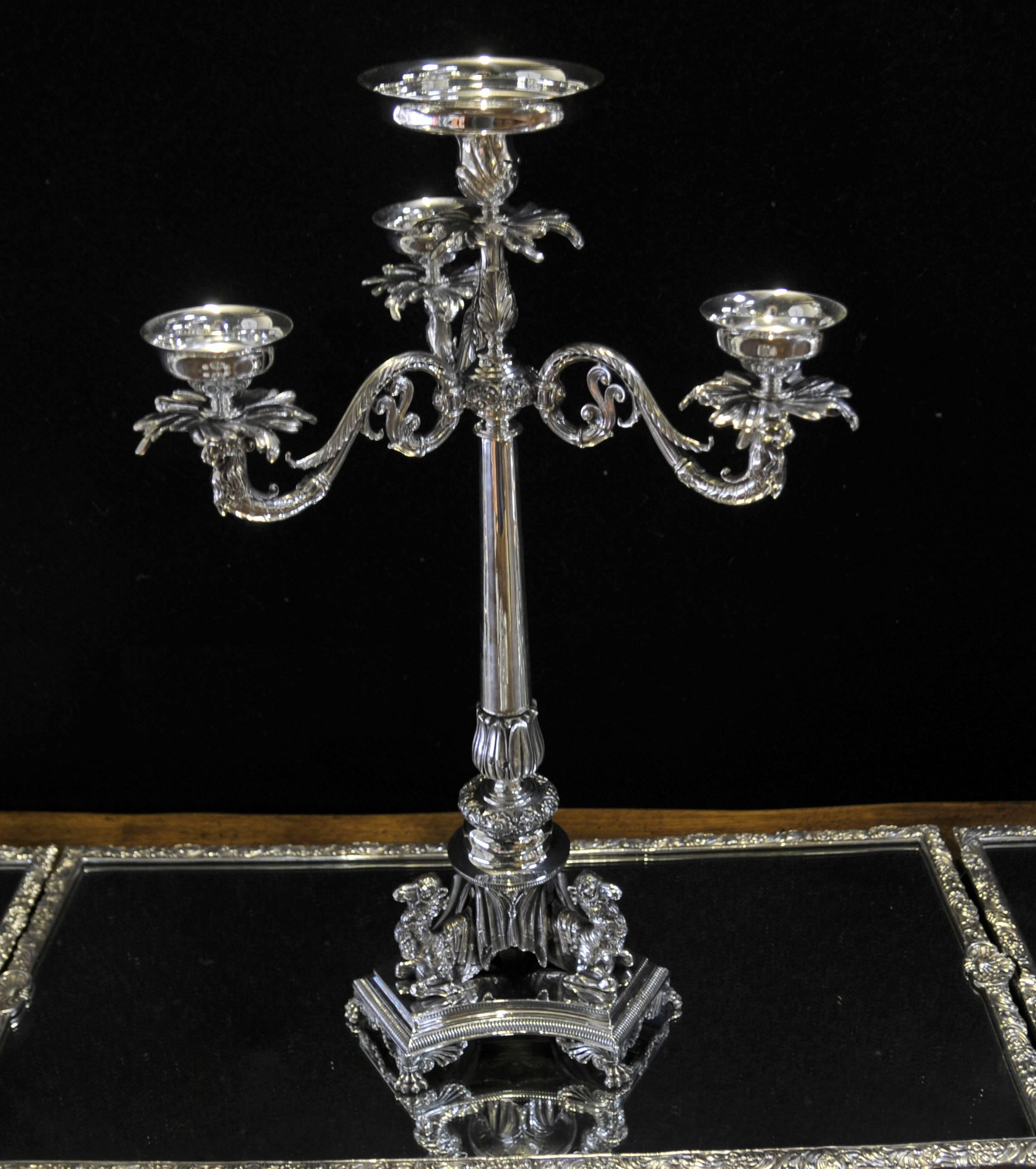  Large Victorian Silver Plate Centerpiece Epergne Cut Glass Vase 4