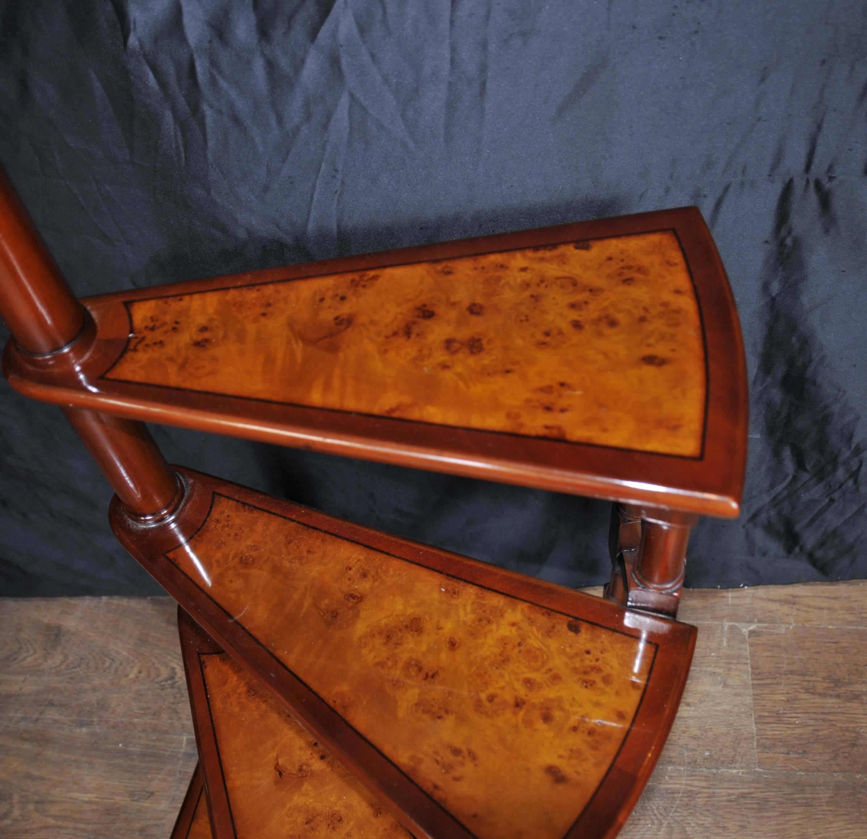 English Victorian Style Library Steps in Mahogany Ladder Step Bookcase