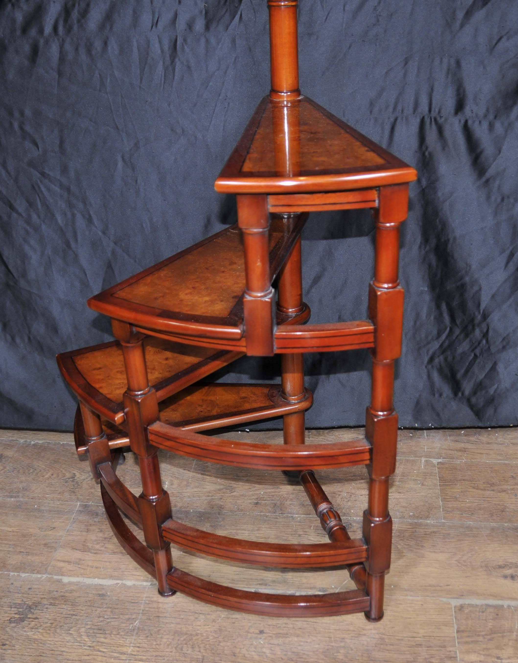 Victorian Style Library Steps in Mahogany Ladder Step Bookcase 3