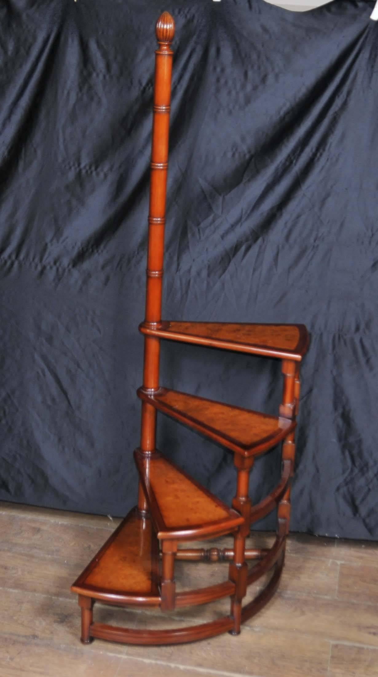 Victorian Style Library Steps in Mahogany Ladder Step Bookcase 2