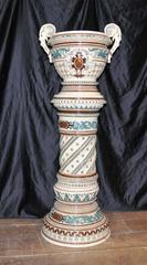 English Majolica Porcelain Jardiniere Plant Stand Pot Column