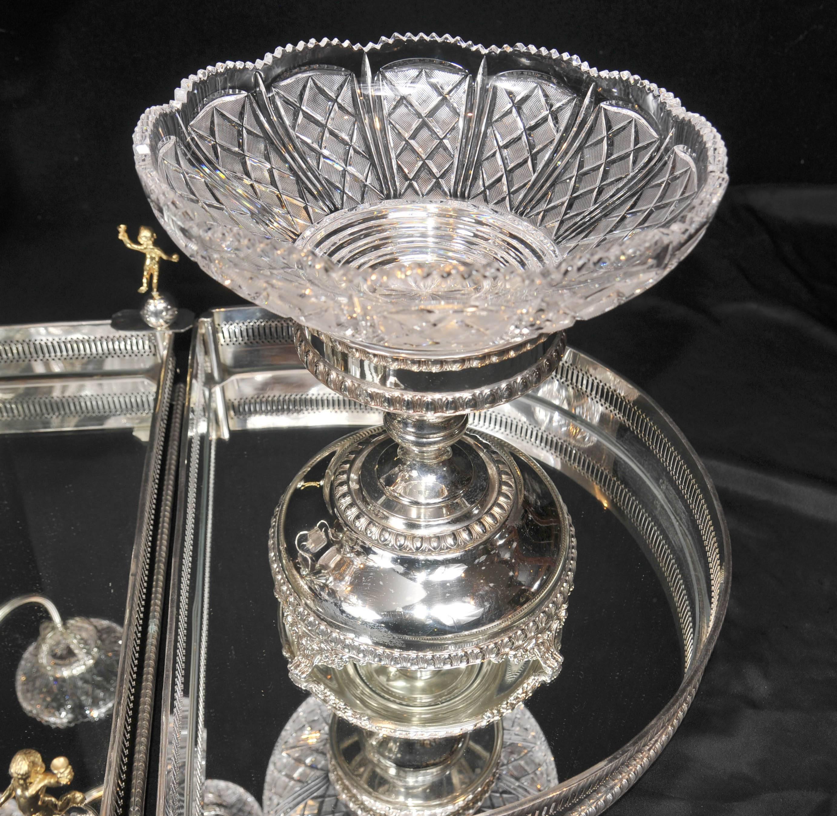 English Sheffield Silver Plate Centrepiece Bowl Dish Epergne For Sale 2