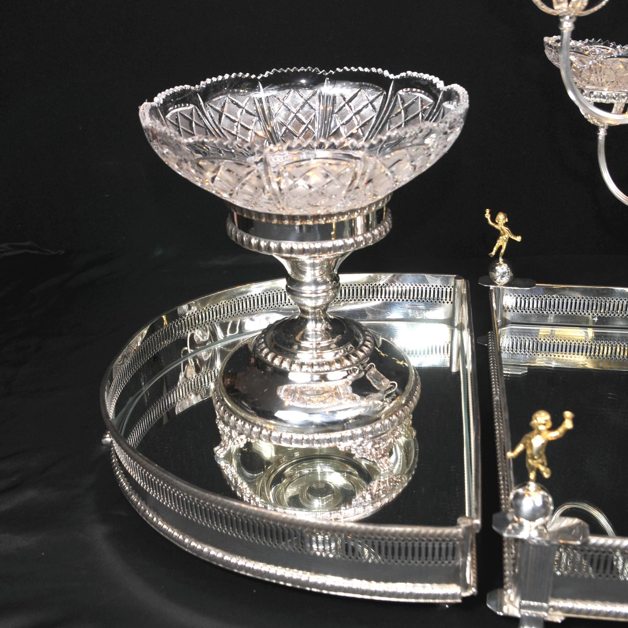 English Sheffield Silver Plate Centrepiece Bowl Dish Epergne For Sale 4