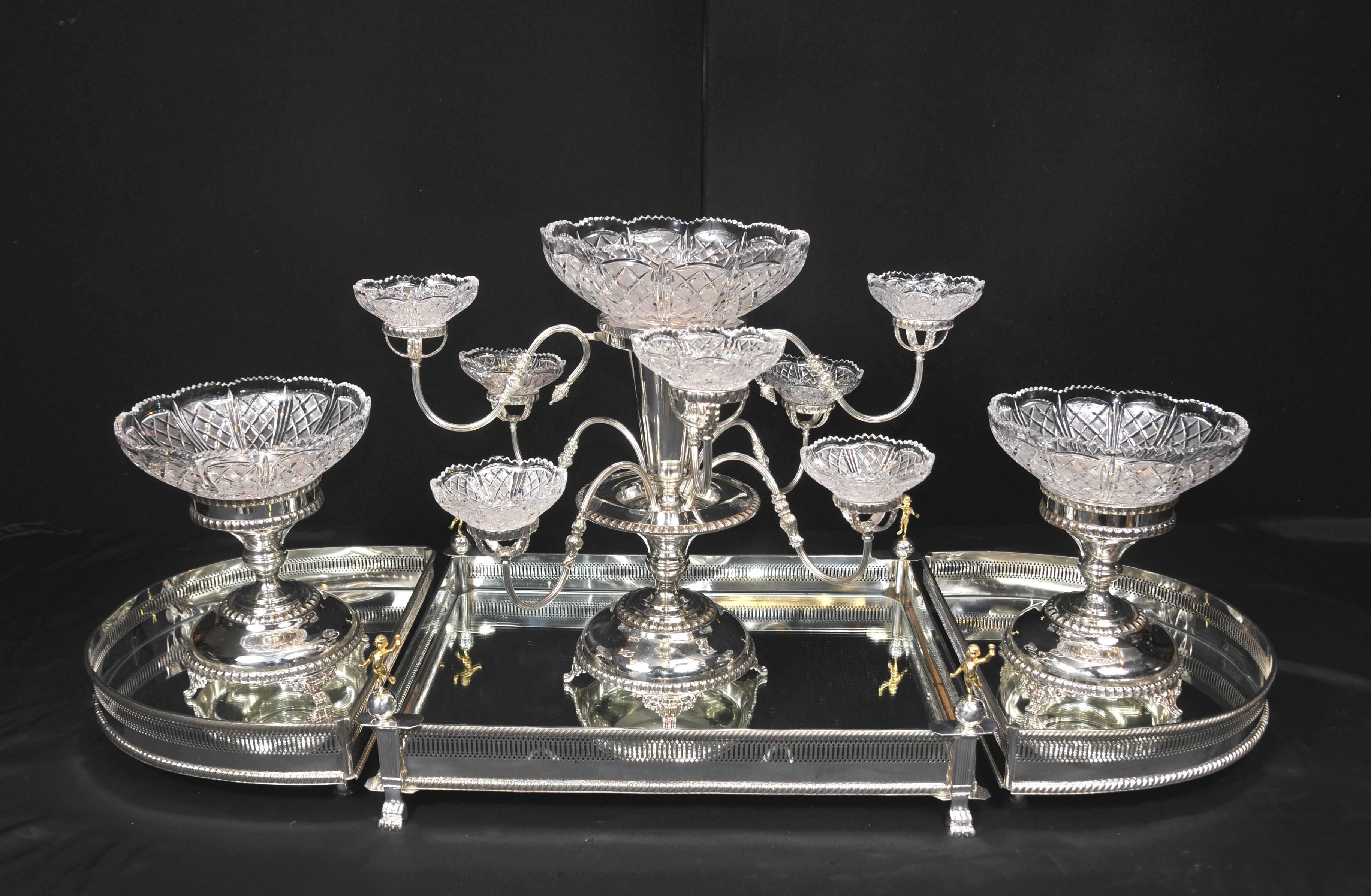English Sheffield Silver Plate Centrepiece Bowl Dish Epergne For Sale 5