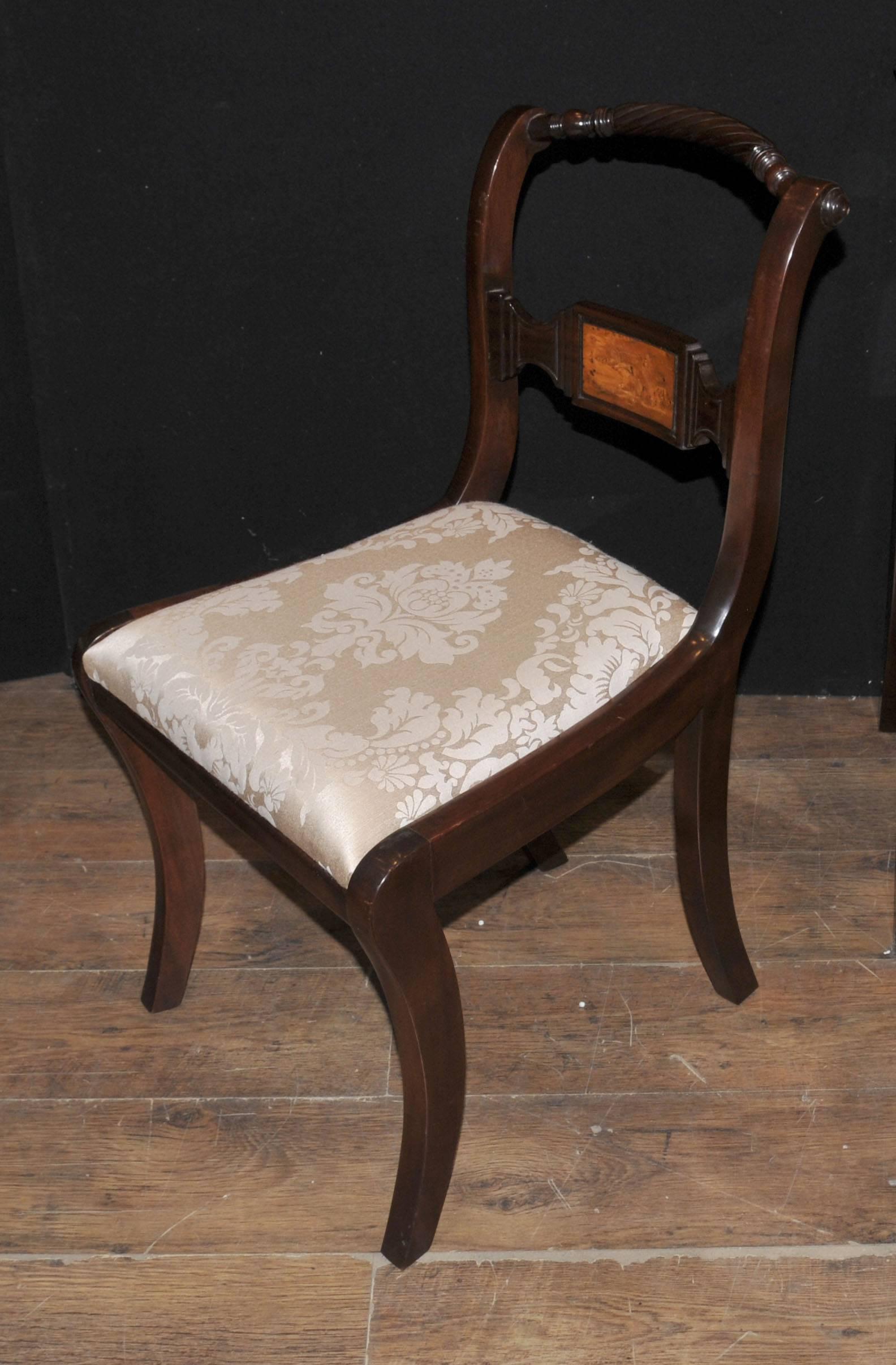 Set of Eight Mahogany Regency Style Dining Chairs Rope Backs In Excellent Condition For Sale In Potters Bar, Herts