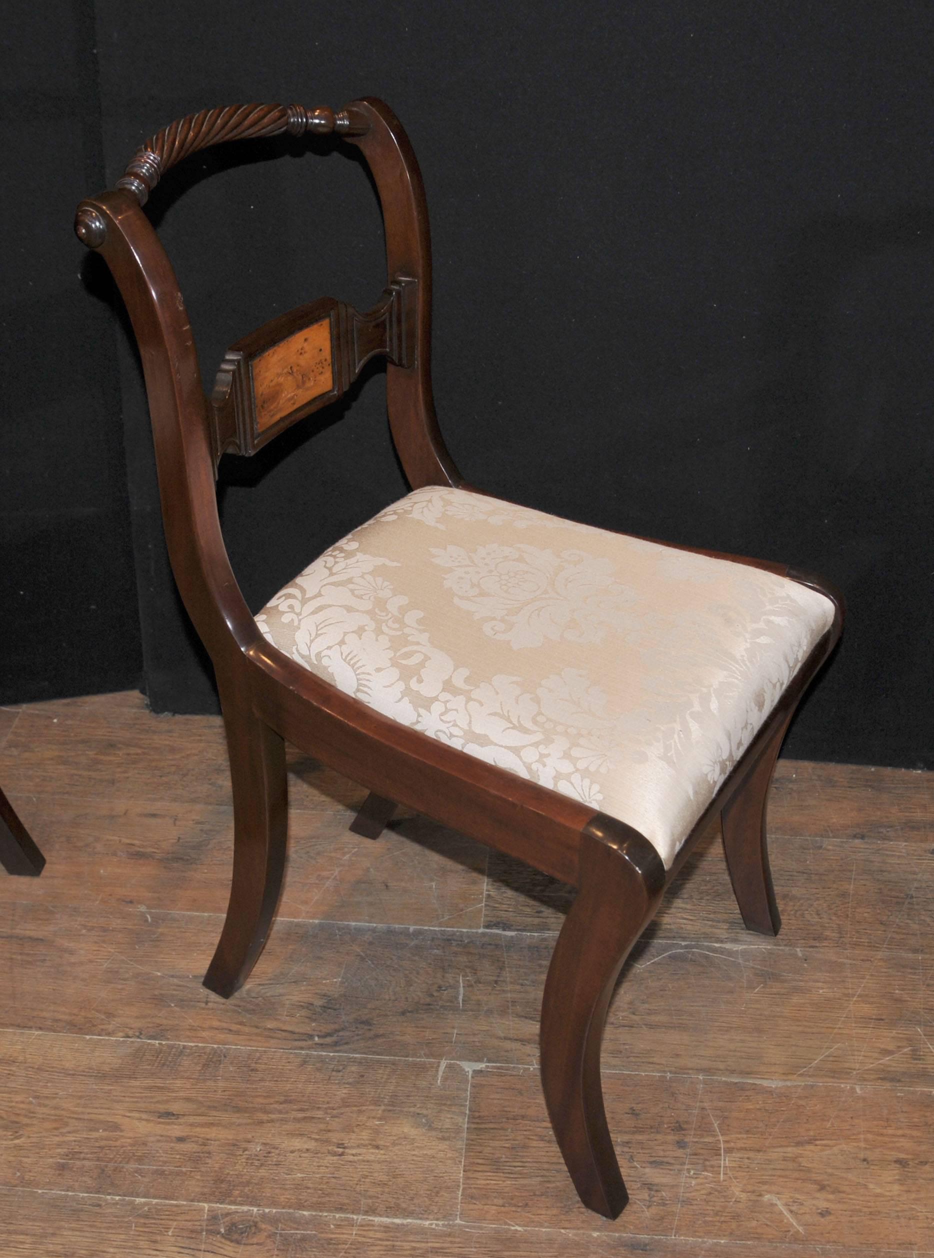 Set of Eight Mahogany Regency Style Dining Chairs Rope Backs For Sale 2