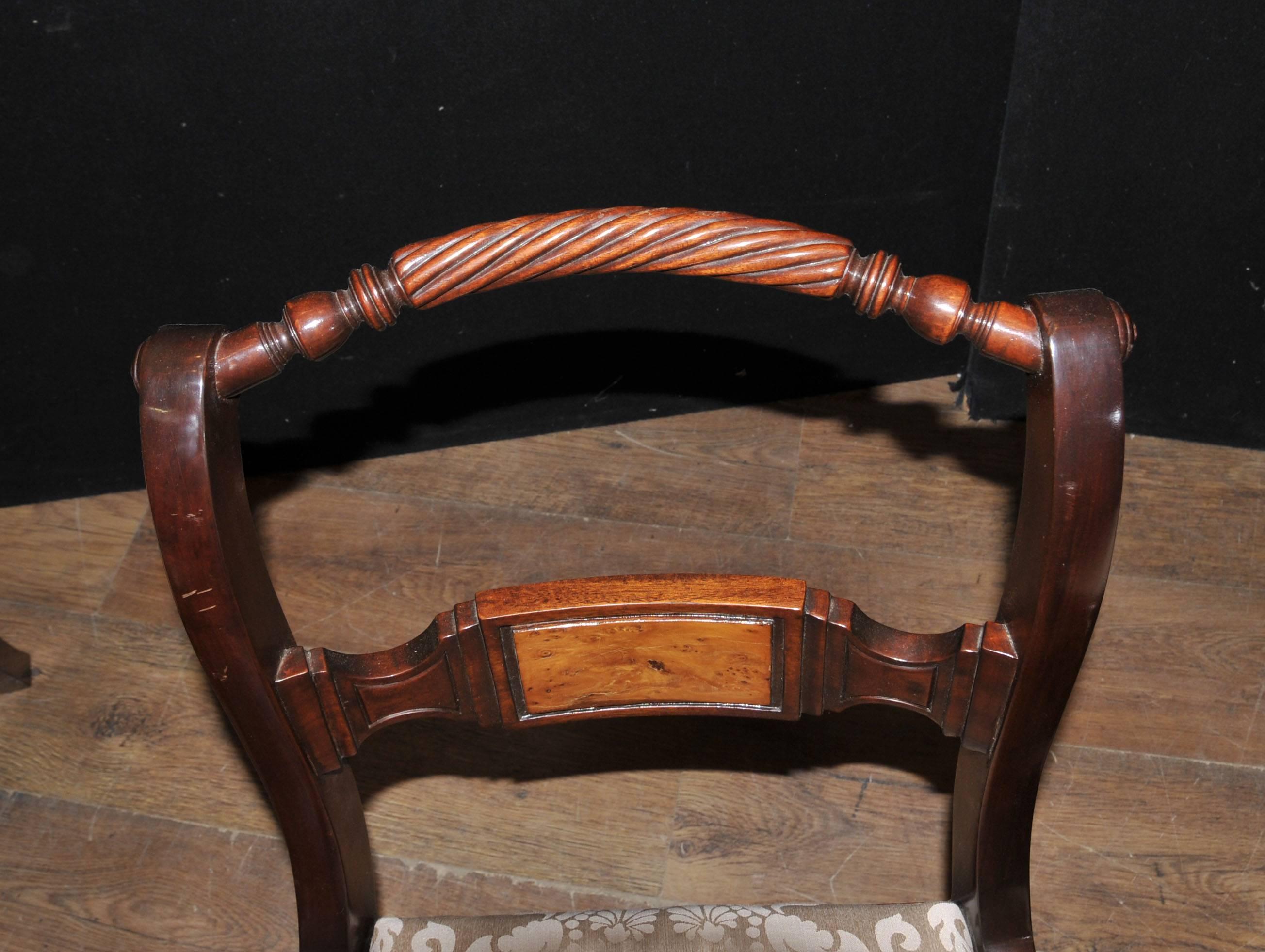 Set of Eight Mahogany Regency Style Dining Chairs Rope Backs For Sale 3