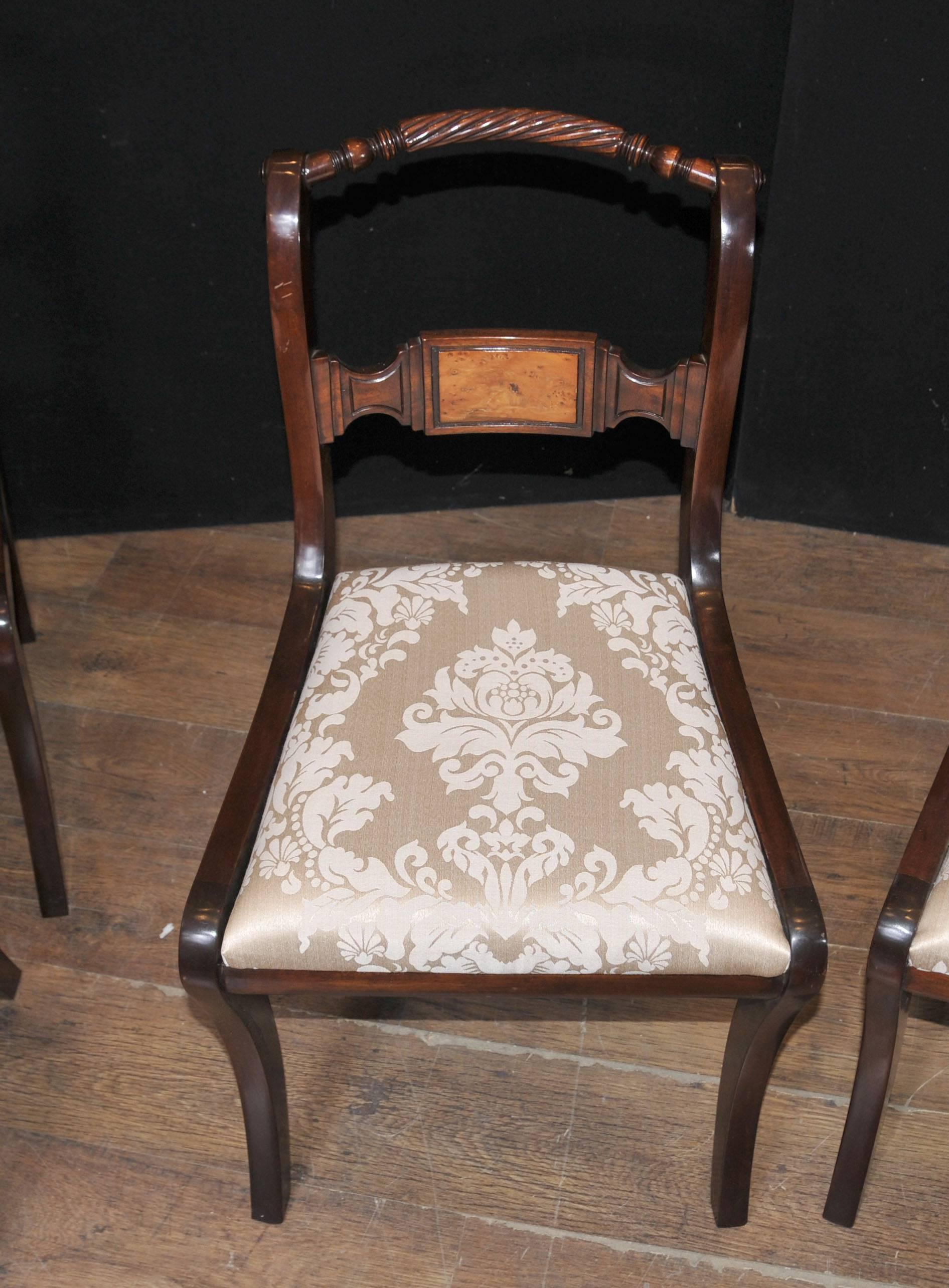 Set of Eight Mahogany Regency Style Dining Chairs Rope Backs For Sale 4