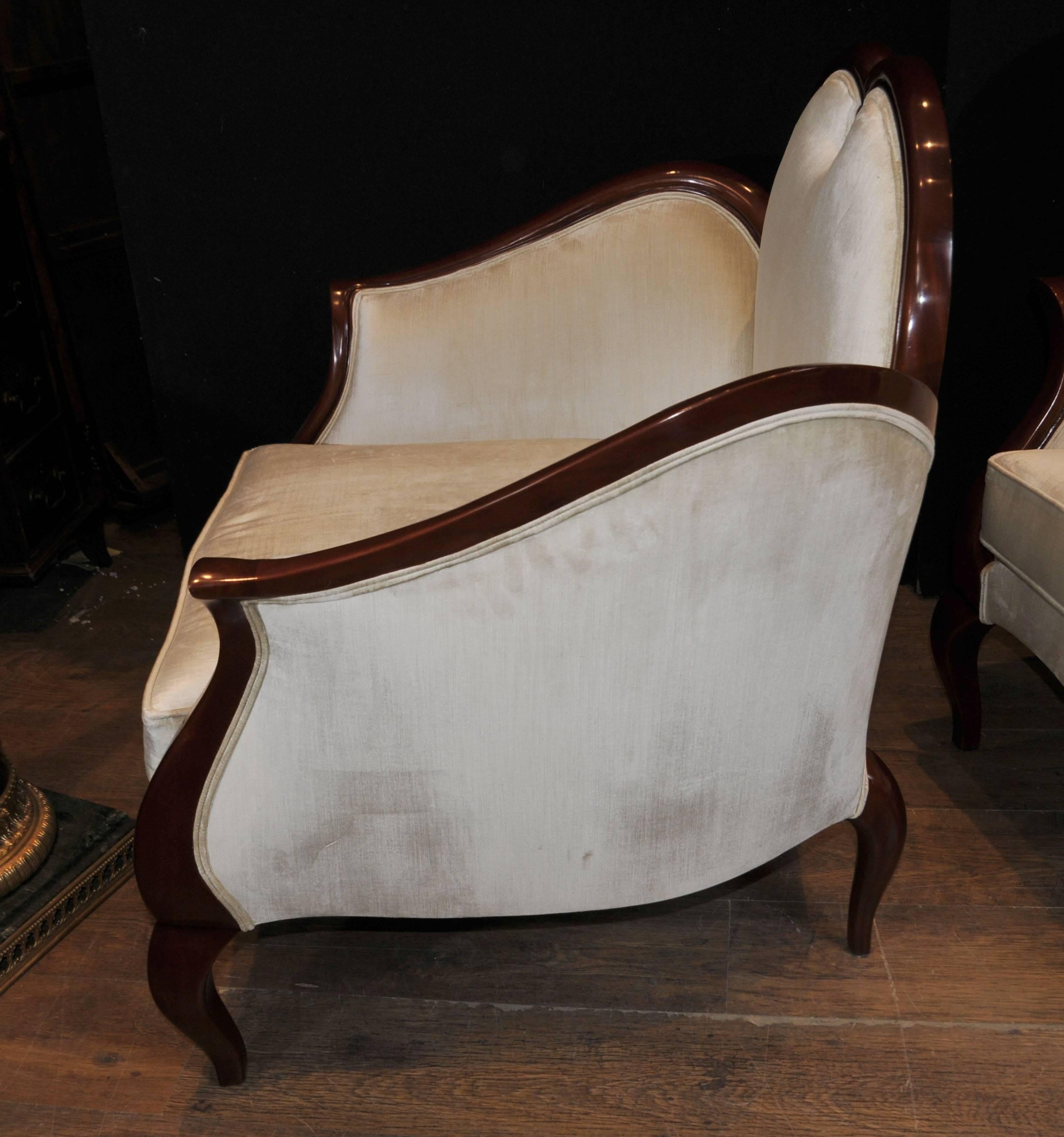 French Empire Style Heart Arm Chairs Fauteils Regency Furniture In Good Condition For Sale In Potters Bar, Herts