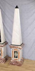Pair of Large Italian Marble Obelisks on Pedestal Stands