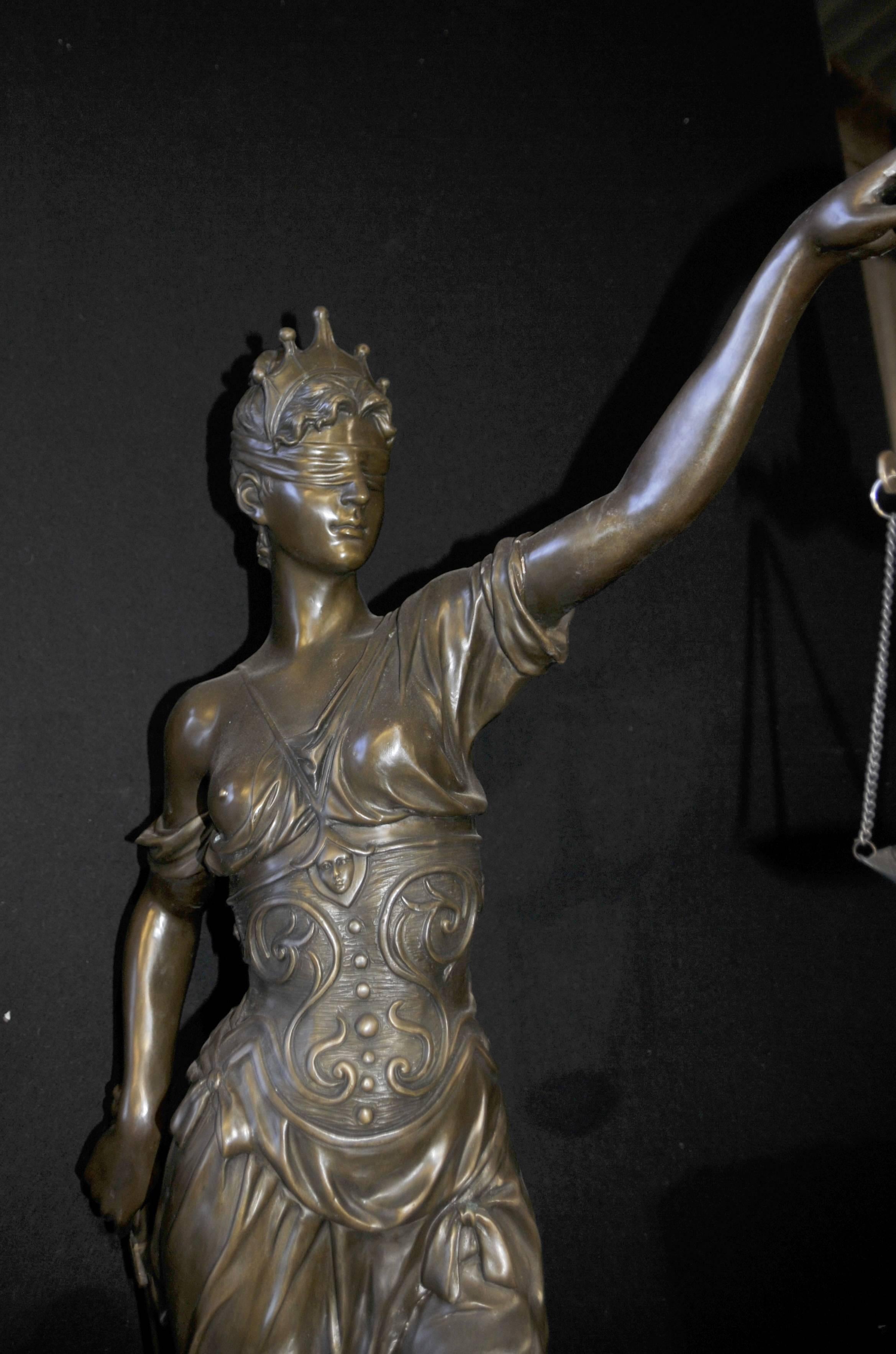 Extra Large Lifesize French Bronze Lady Justice Scales Statue 1