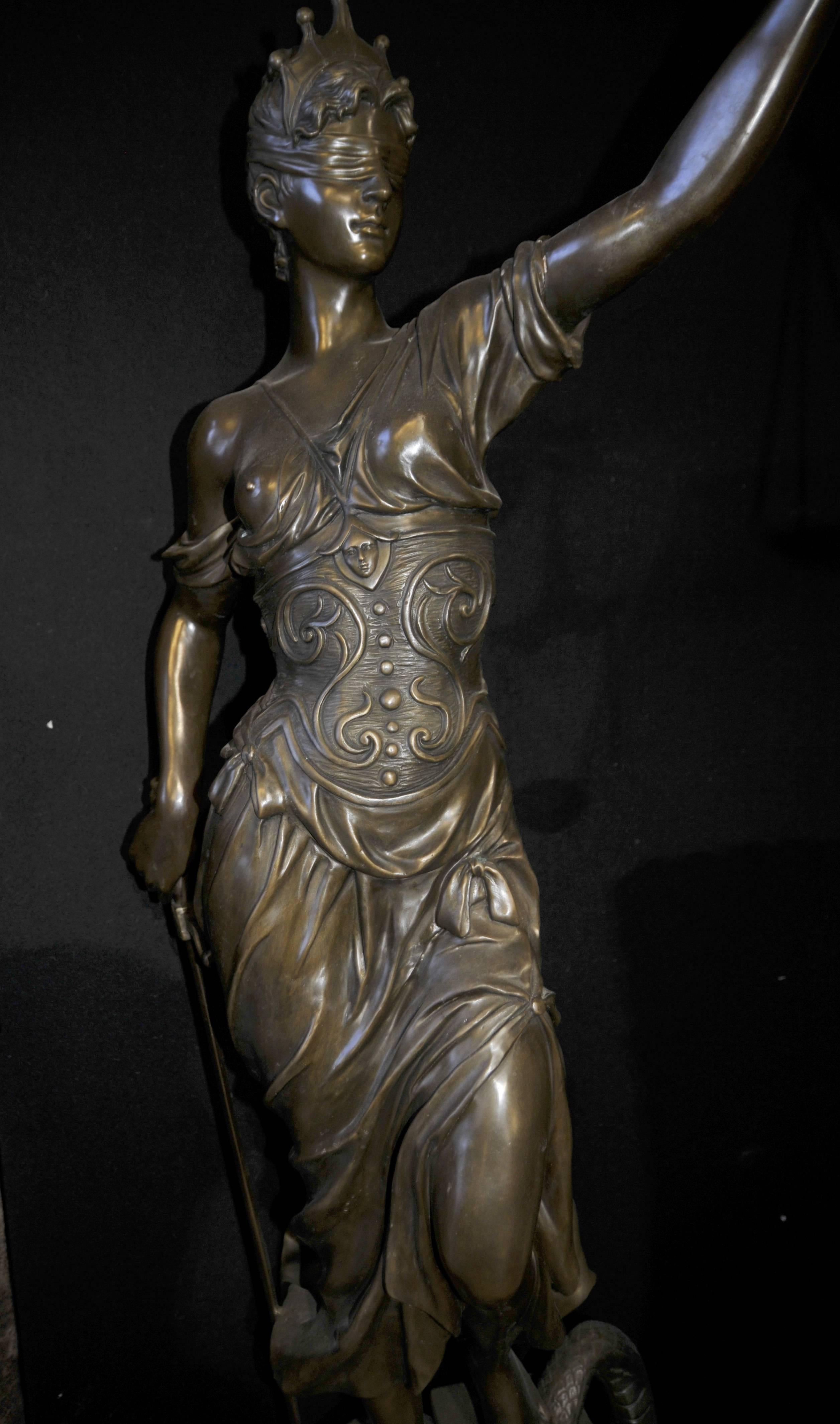 Extra Large Lifesize French Bronze Lady Justice Scales Statue 2