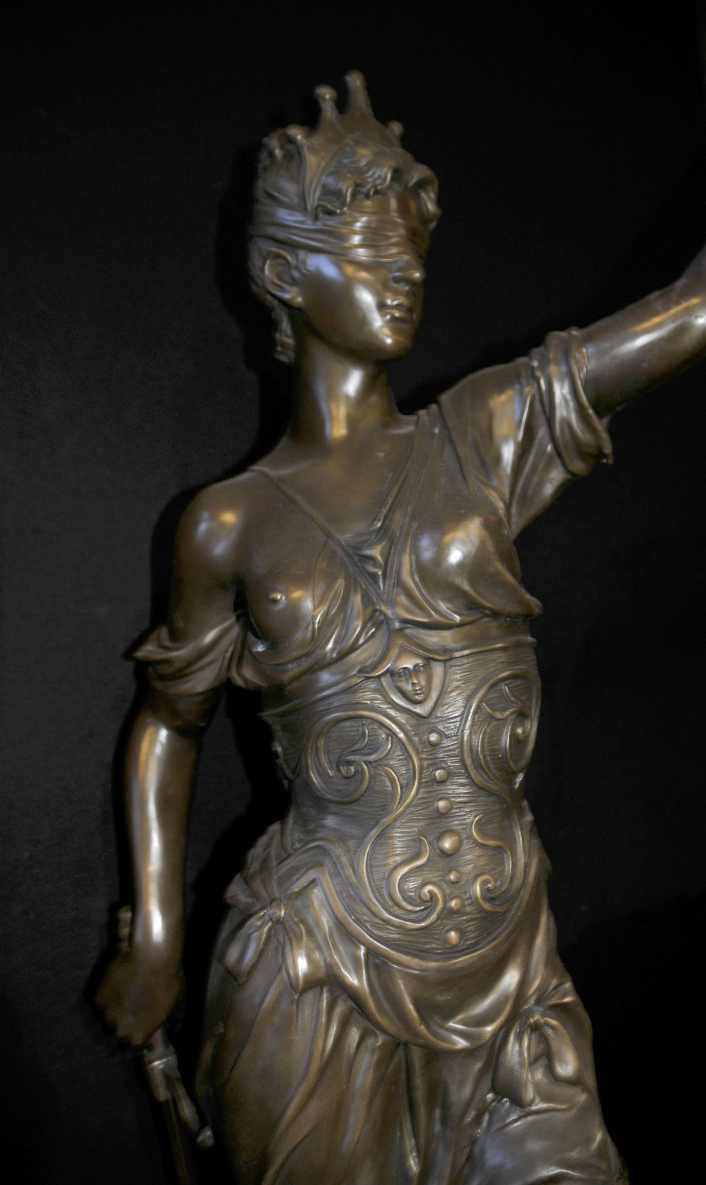 Extra Large Lifesize French Bronze Lady Justice Scales Statue 5