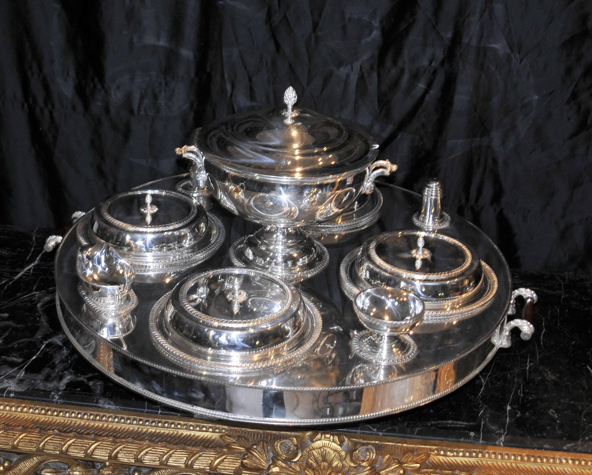 Victorian Sheffield Silver Plate Lazy Susan Dumbwaiter Server For Sale