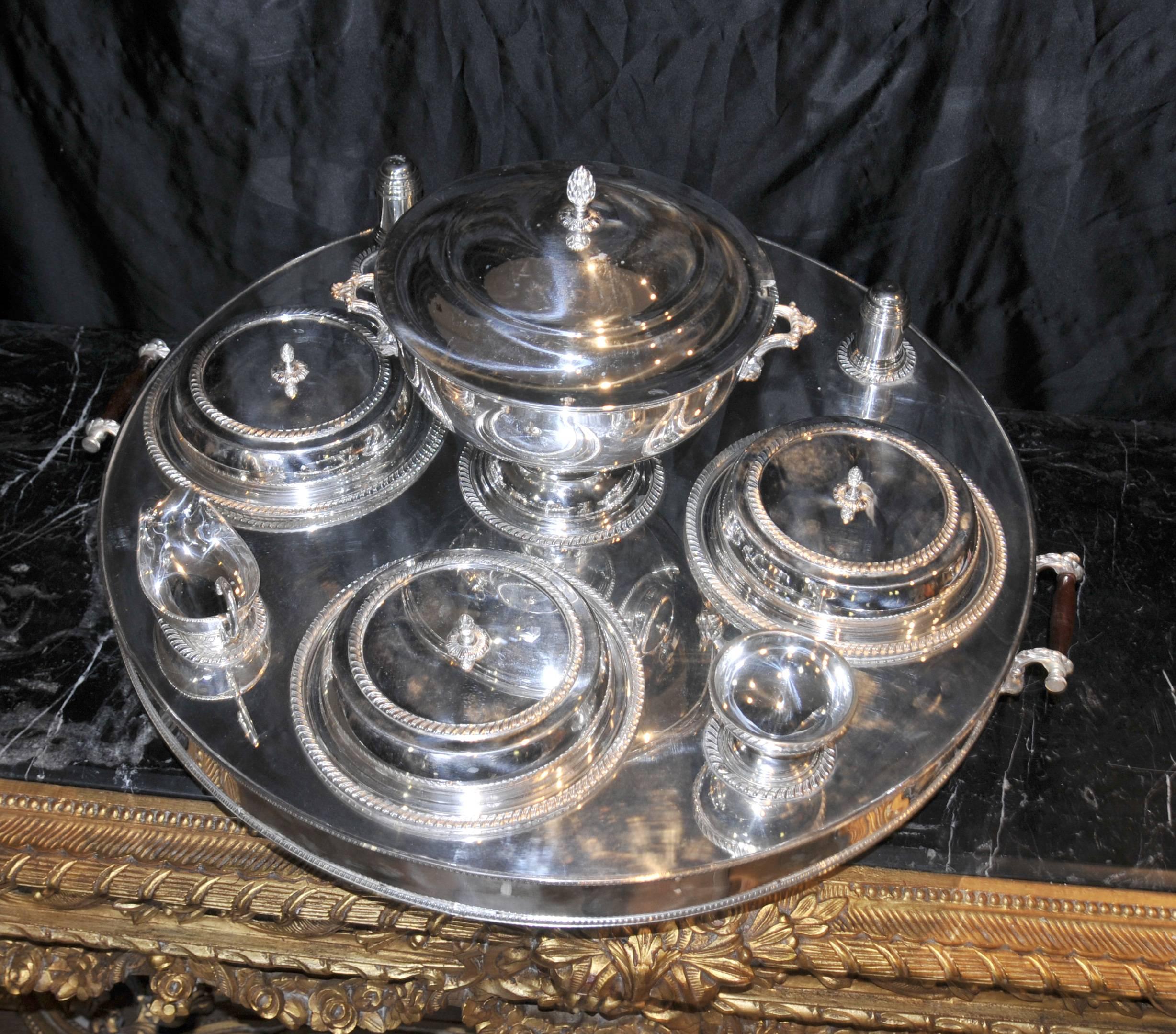 Mid-20th Century Sheffield Silver Plate Lazy Susan Dumbwaiter Server For Sale