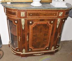French Empire Style Cabinet Sideboard Kingwood Marble Top