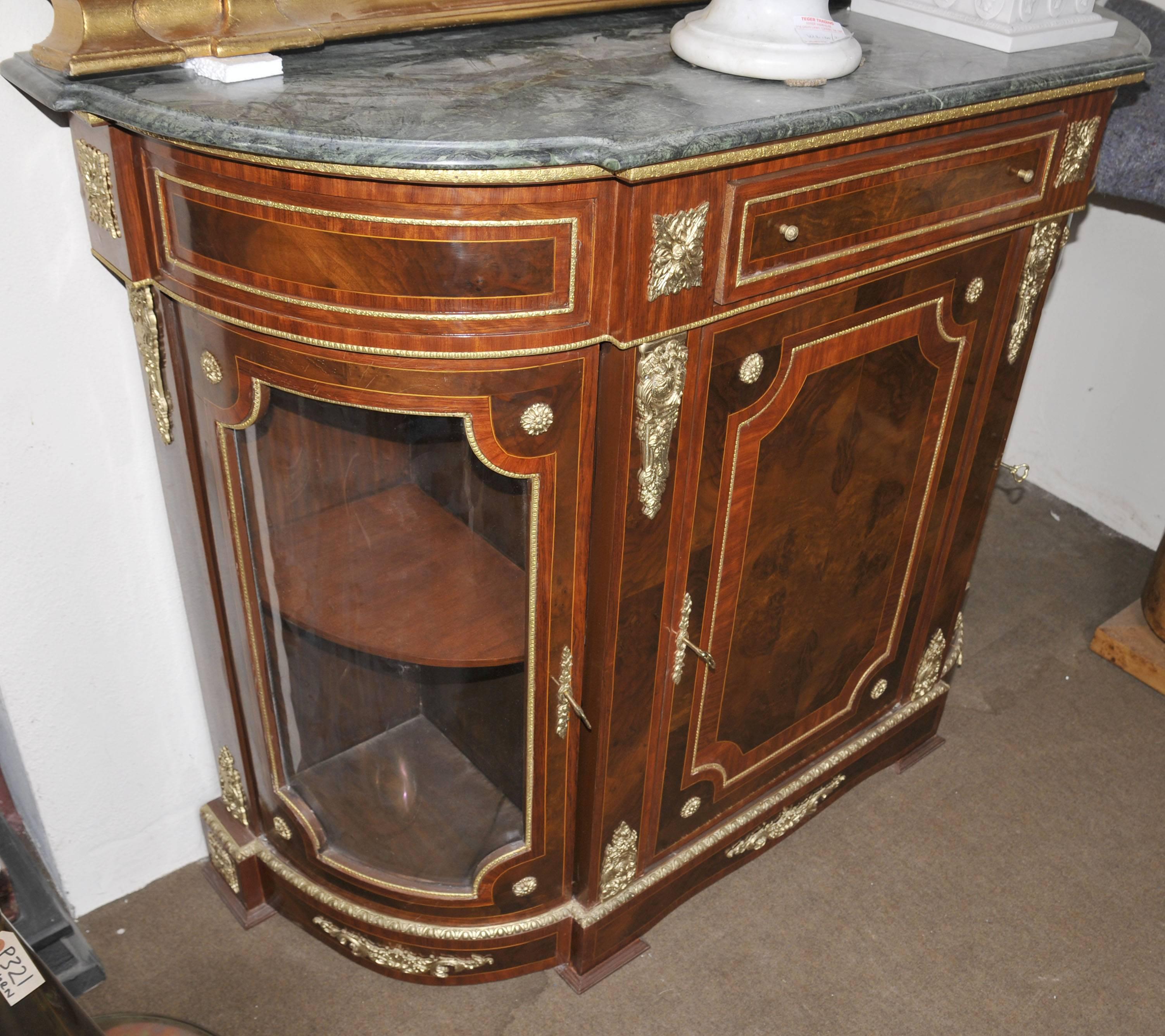  French Empire Style Cabinet Sideboard Kingwood Marble Top For Sale 2