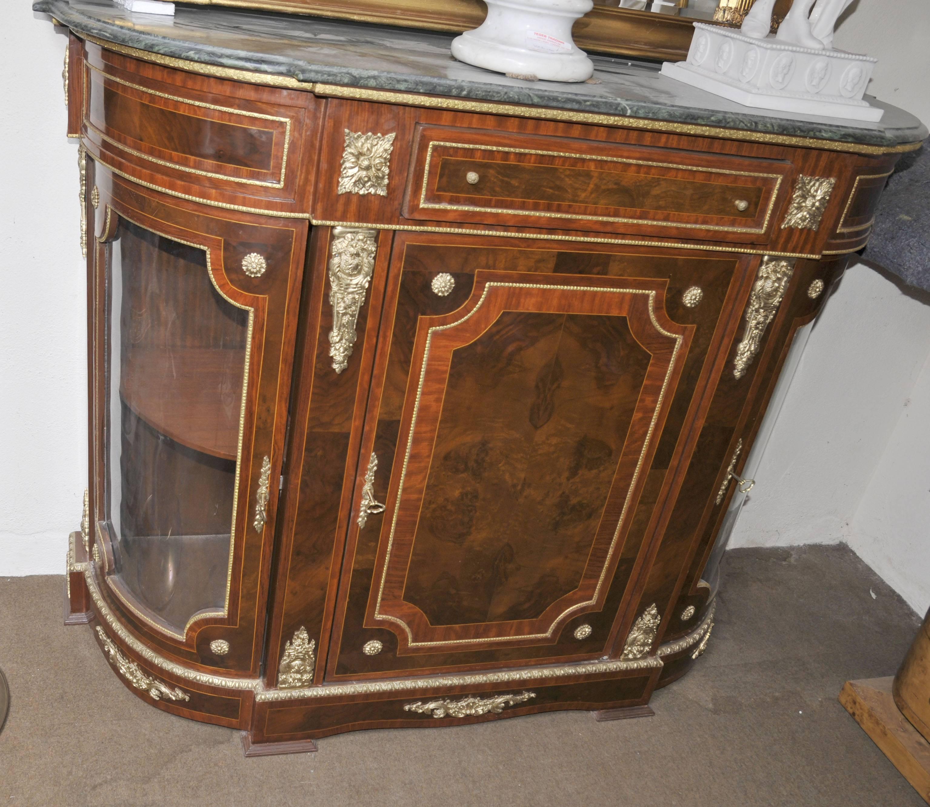  French Empire Style Cabinet Sideboard Kingwood Marble Top For Sale 3