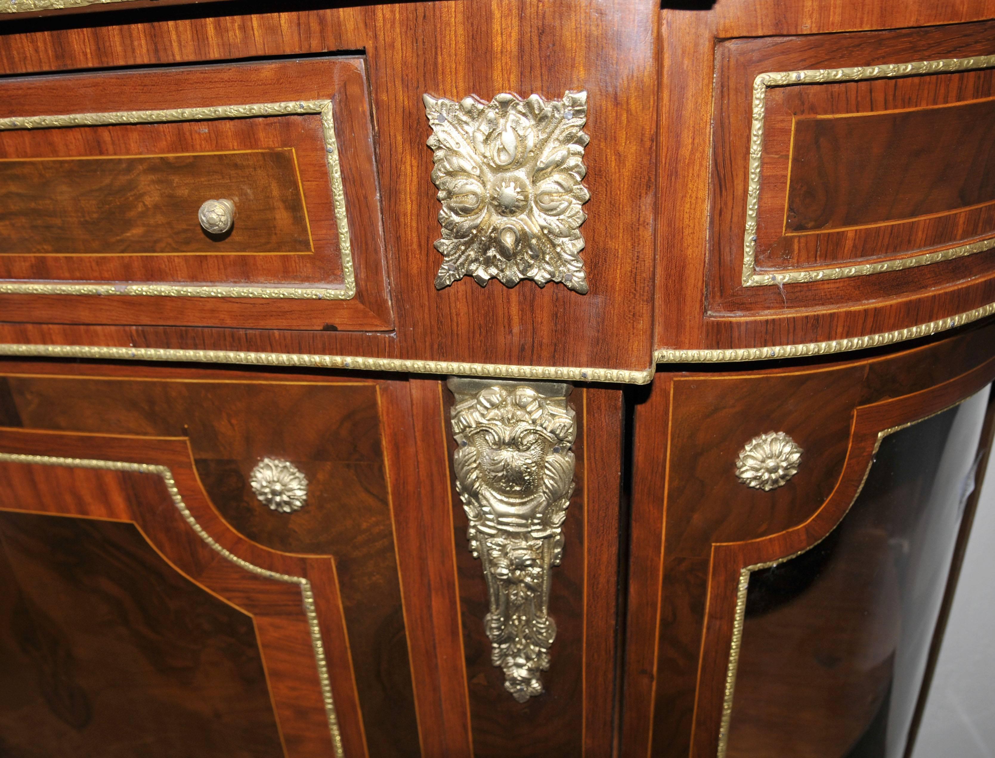 French Empire Style Cabinet Sideboard Kingwood Marble Top For Sale 4