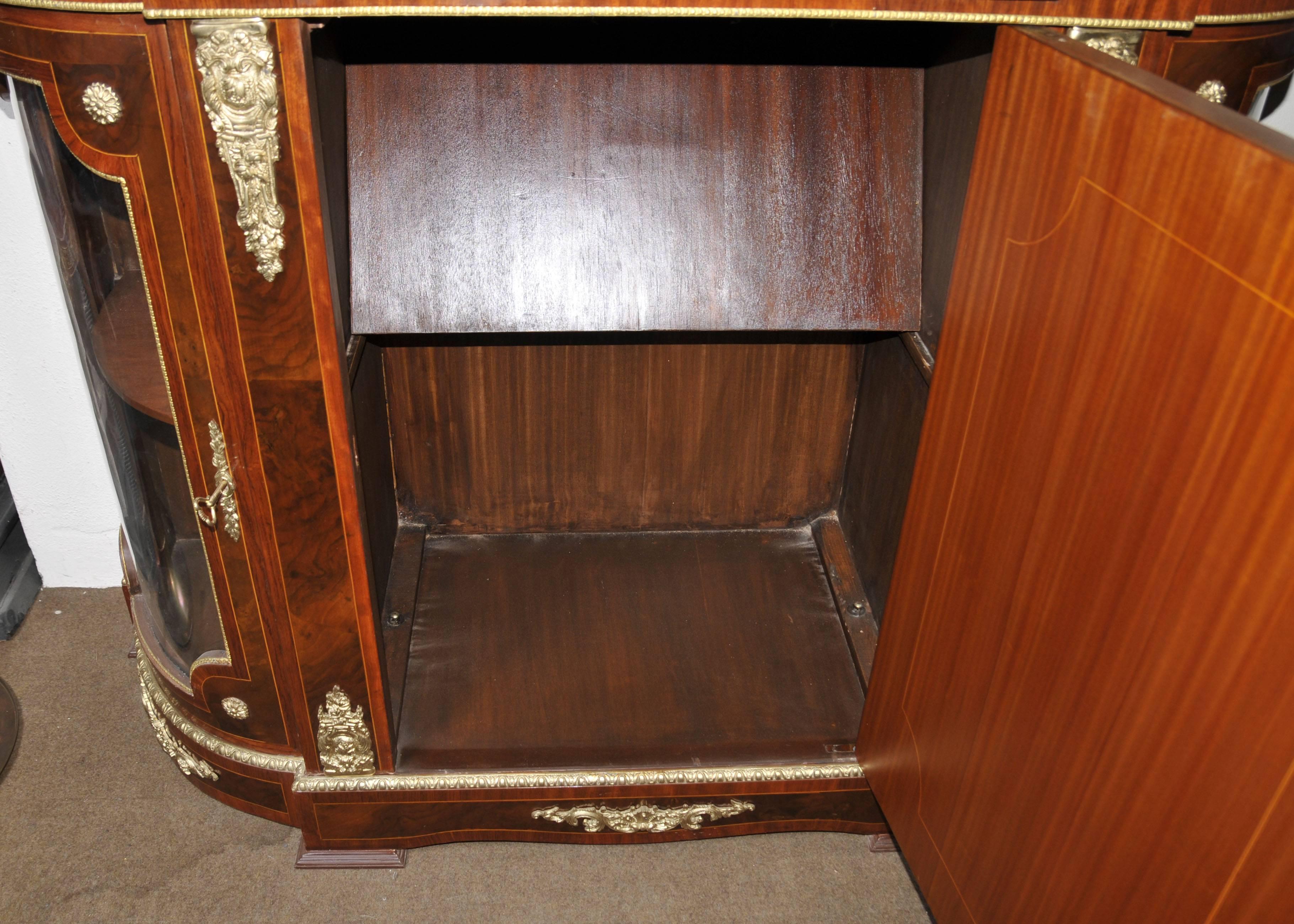 French Empire Style Cabinet Sideboard Kingwood Marble Top For Sale 5